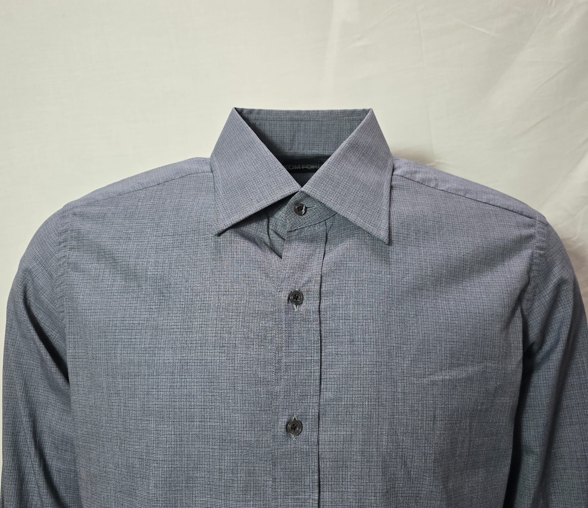 Men's Tom Ford Button-Down Long Sleeve Shirt in Grey Lyocell - Image 10