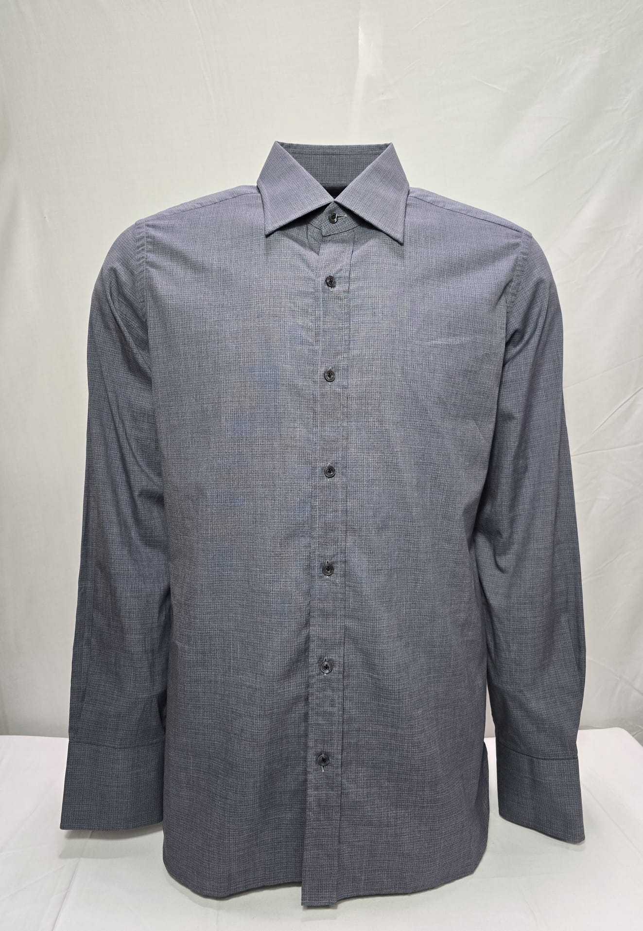 Men's Tom Ford Button-Down Long Sleeve Shirt in Grey Lyocell - Image 7
