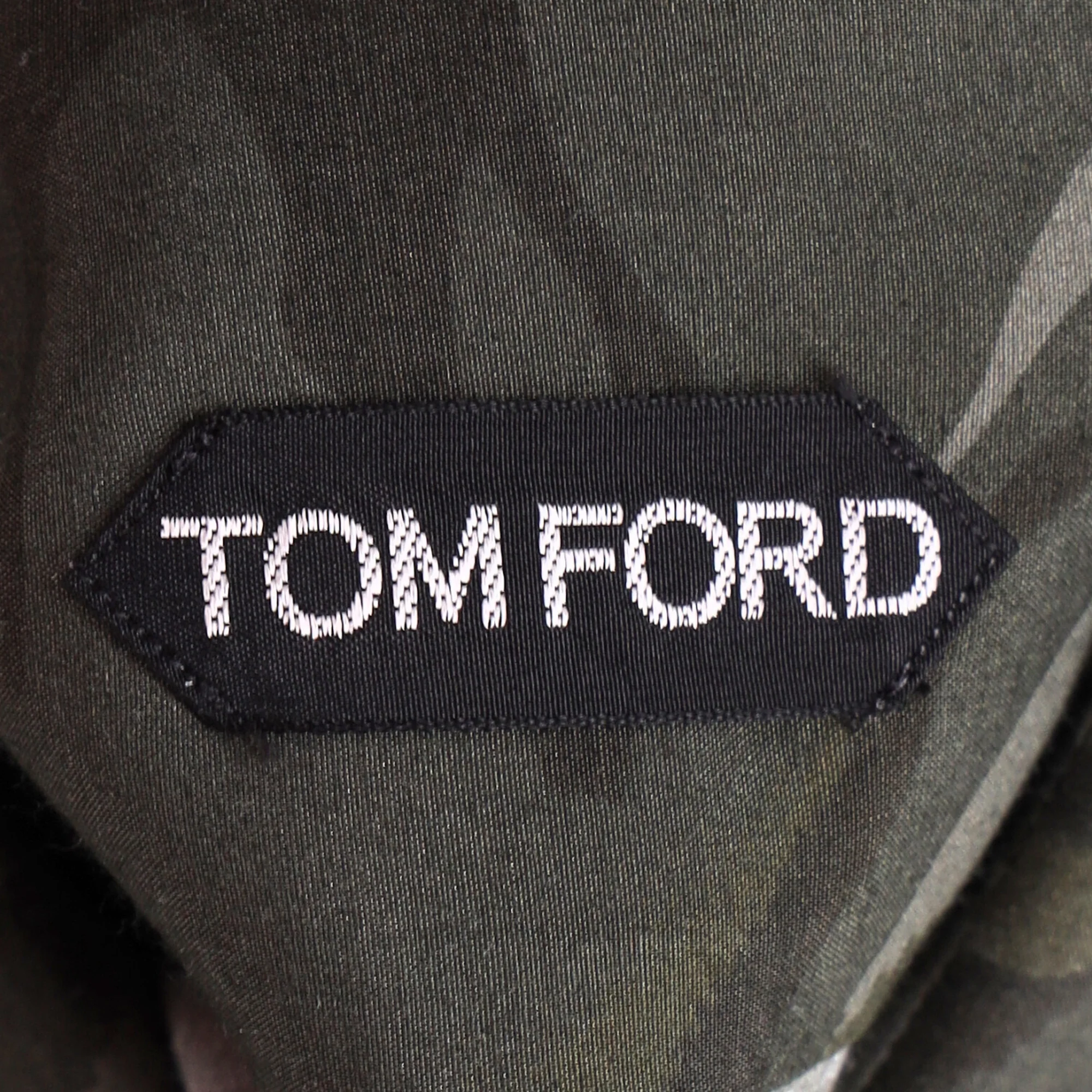 Men's  Tom Ford Camouflage Print Long Sleeve Shirt in Khaki Viscose - Image 5