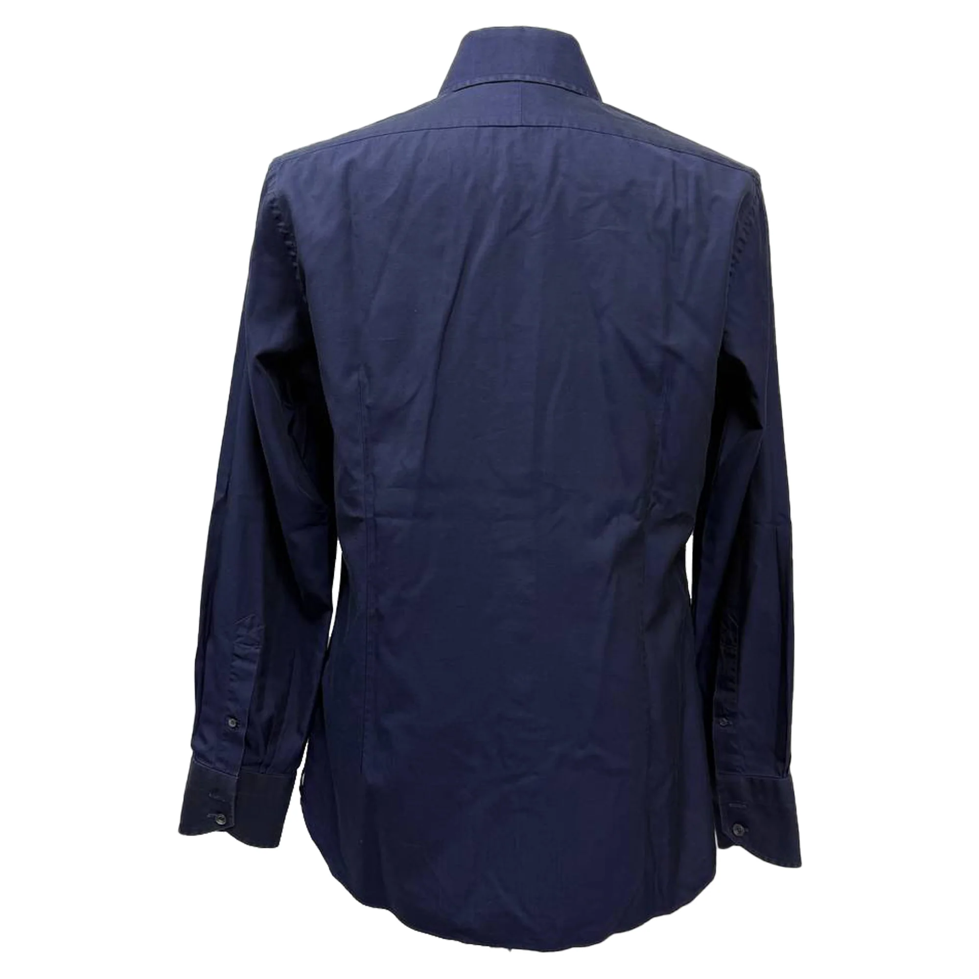 Men's Tom Ford Long Sleeve Shirt in Navy Blue Cotton - Image 3
