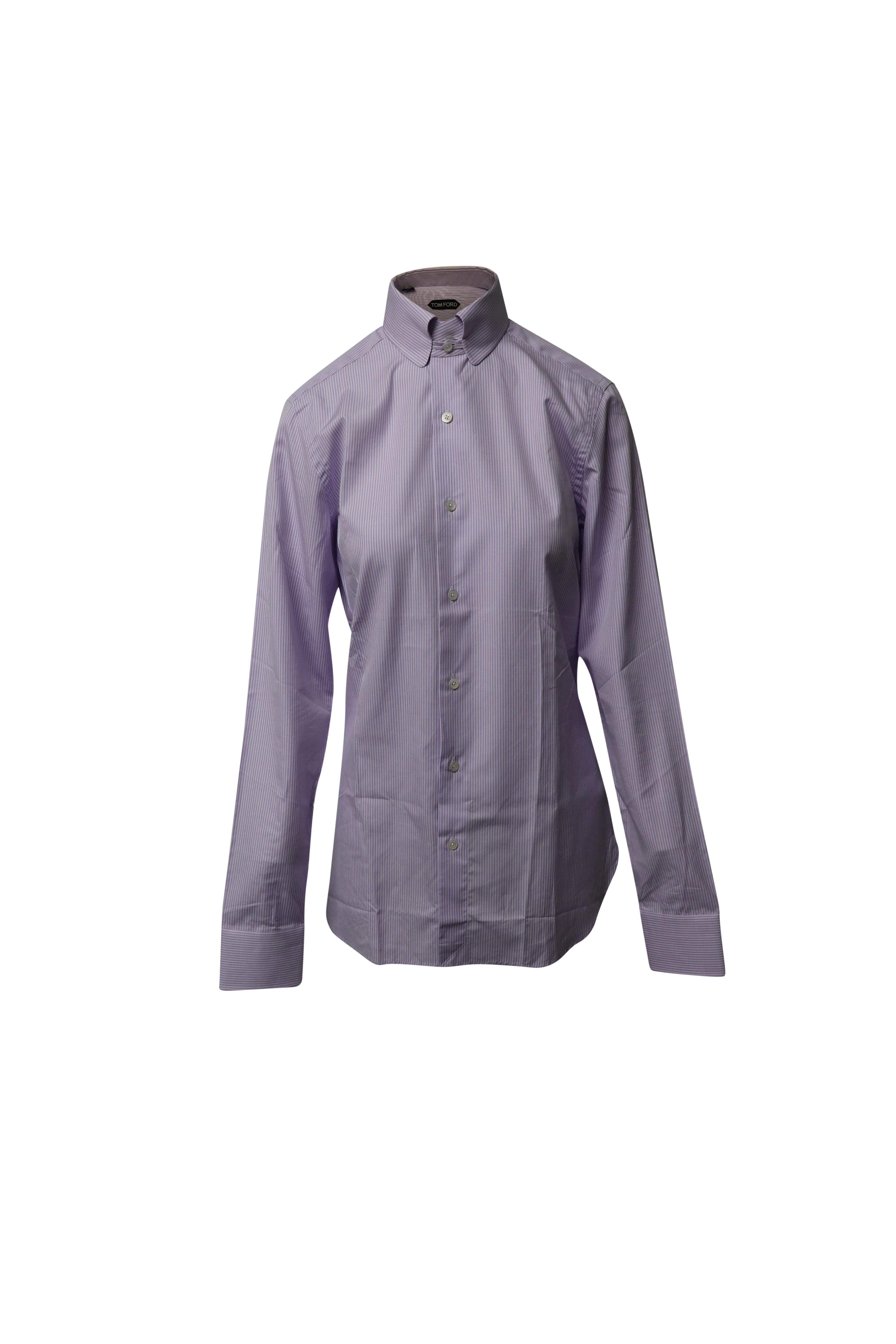 Men's Tom Ford Striped Long Sleeve Button Shirt in Purple Cotton