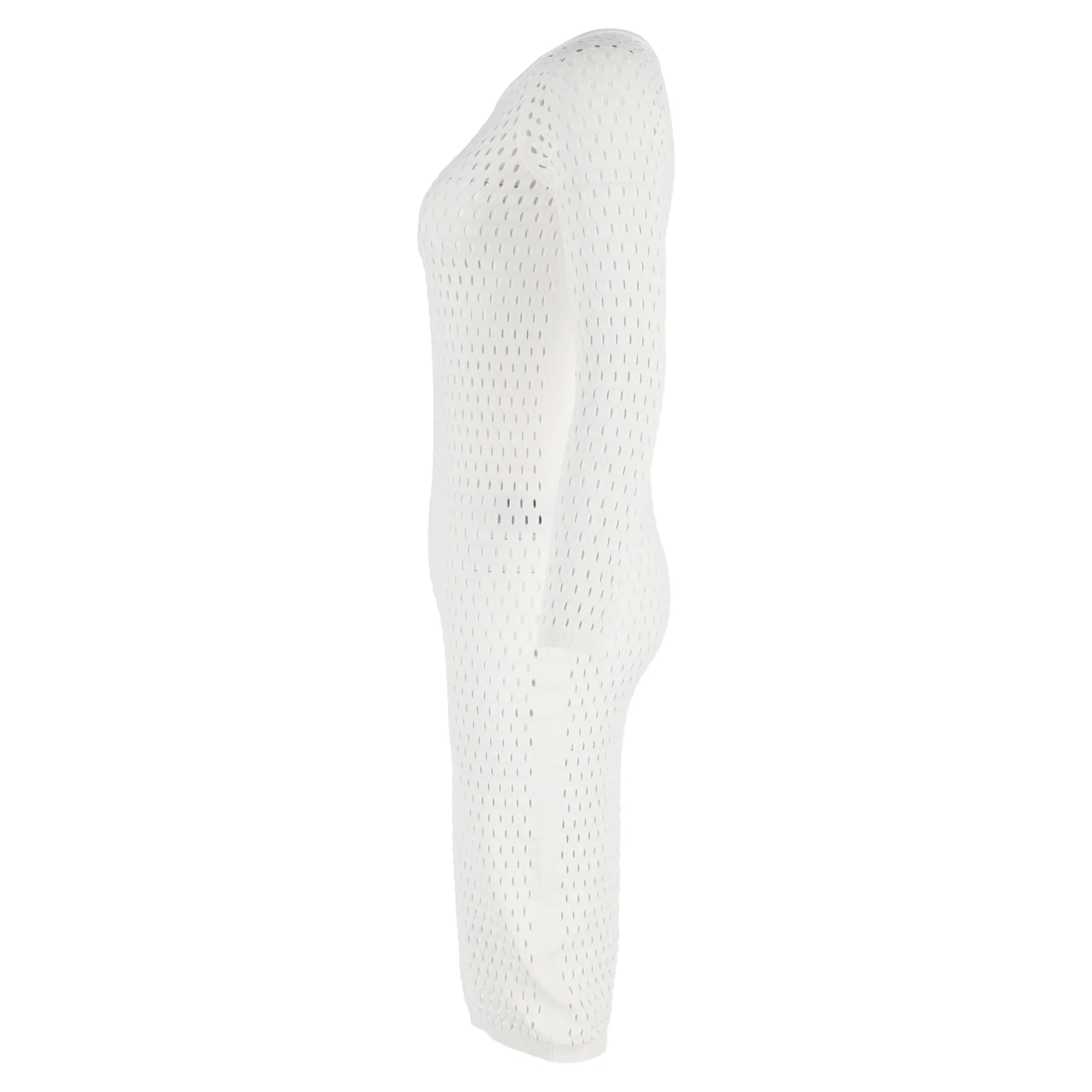 Women's  Tom Ford Perforated Fitted Midi Dress in White Viscose - Image 2