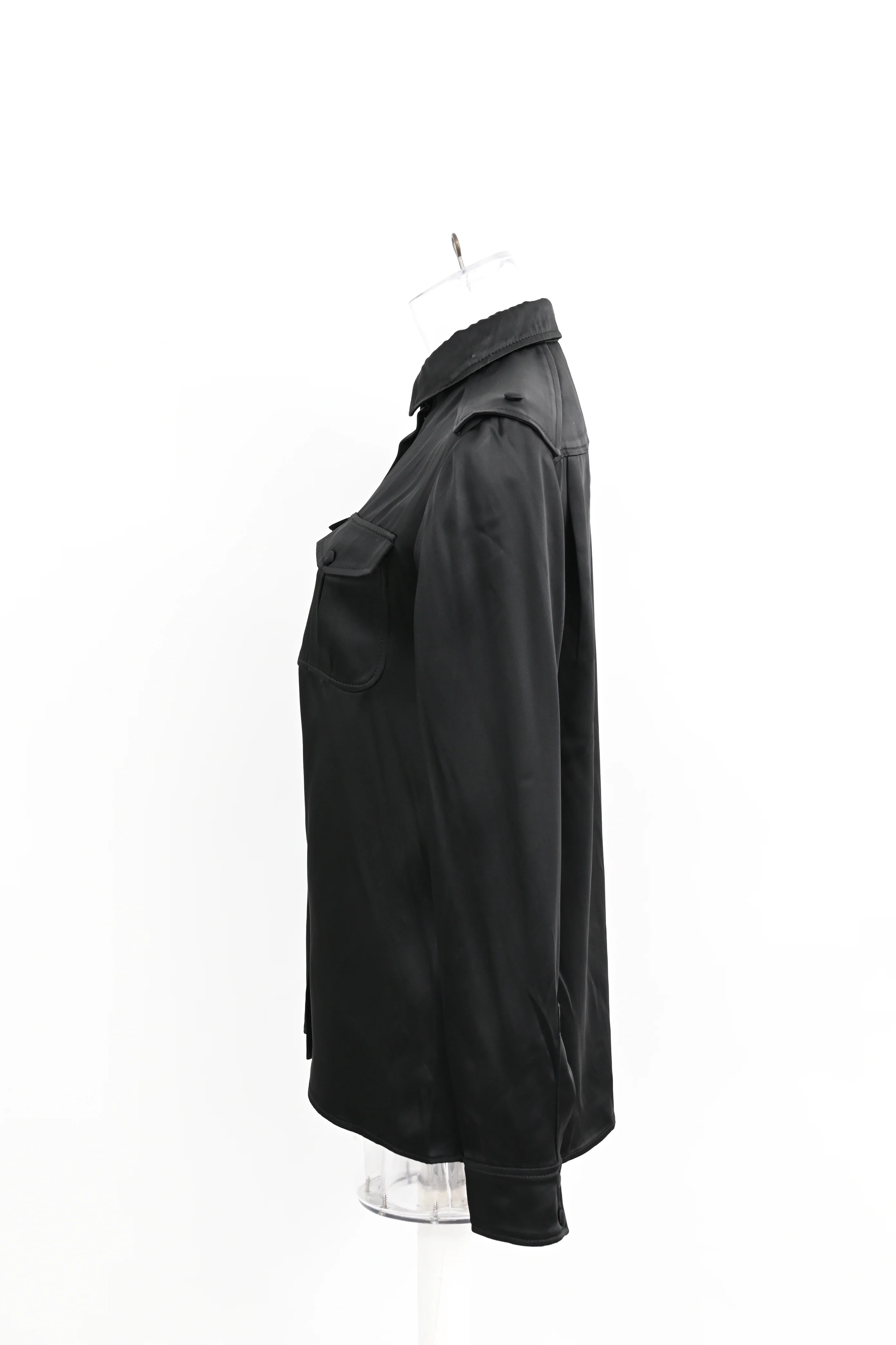 Women's Tom Ford Western-Style Satin Shirt in Black Acetate - Image 4