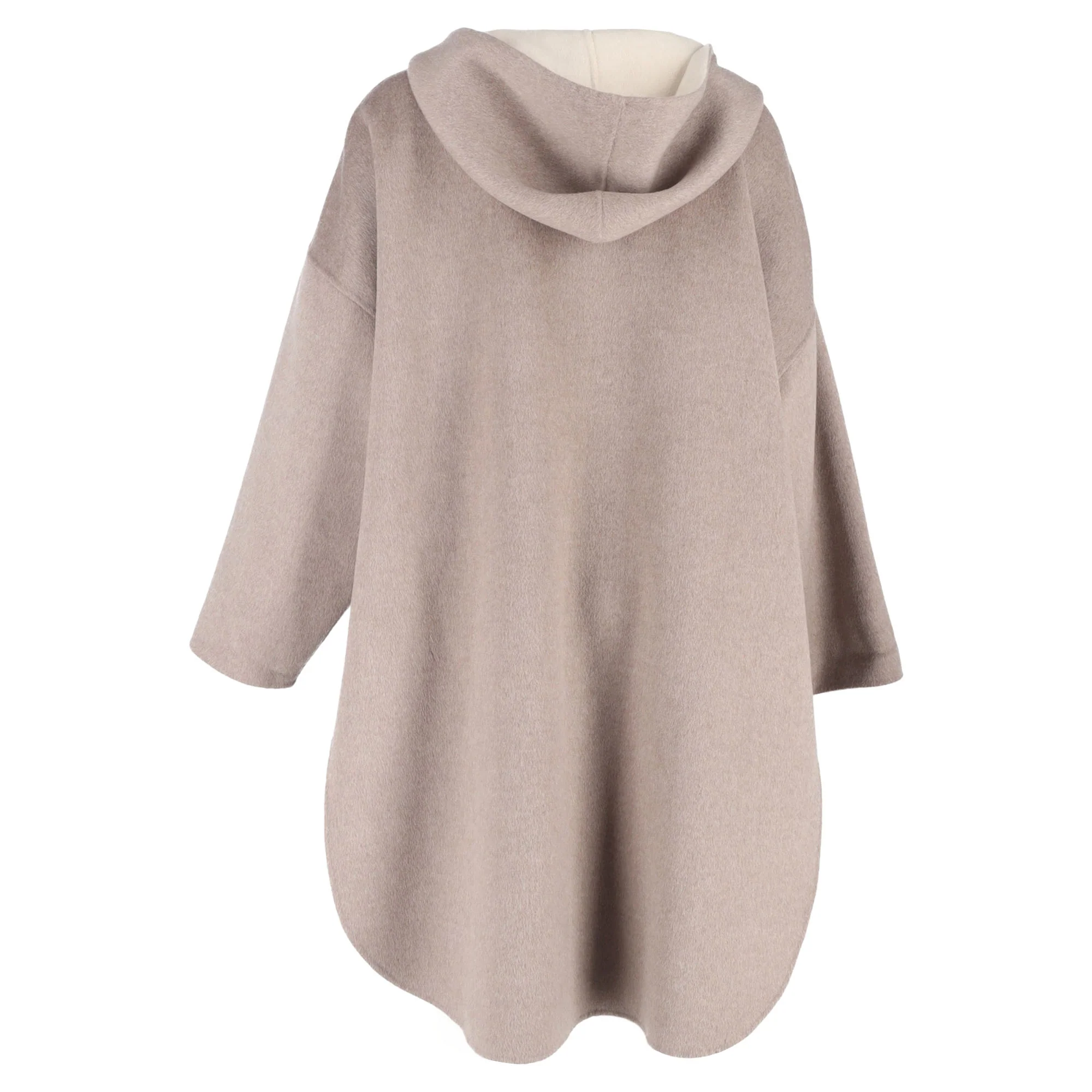 Women's Totême Hooded Felted-Flannel Poncho Coat in Brown Wool - Image 3