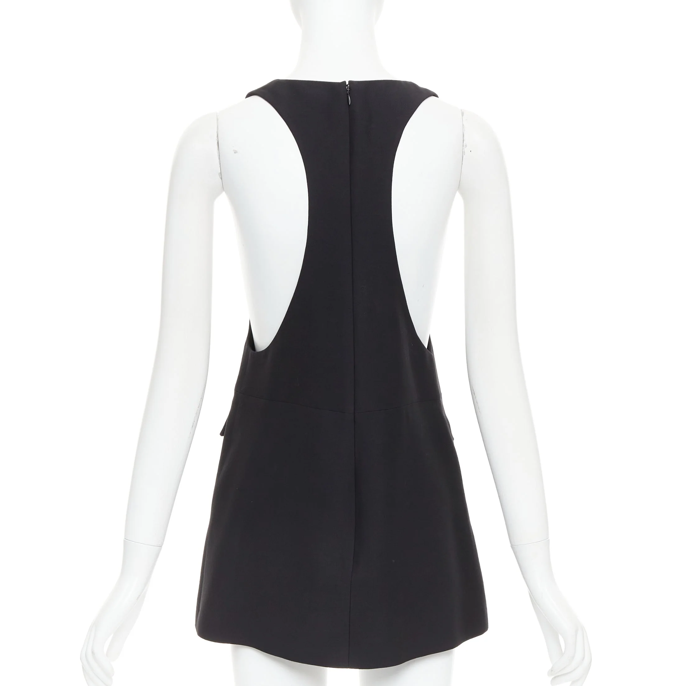 Women's VALENTINO black wool silk Rockstud pockets scoop minid ress IT38 XS - Image 5