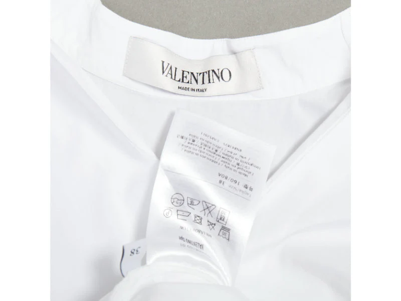 Women's Valentino cotton split collar flared sleeves popover blouse - Image 8