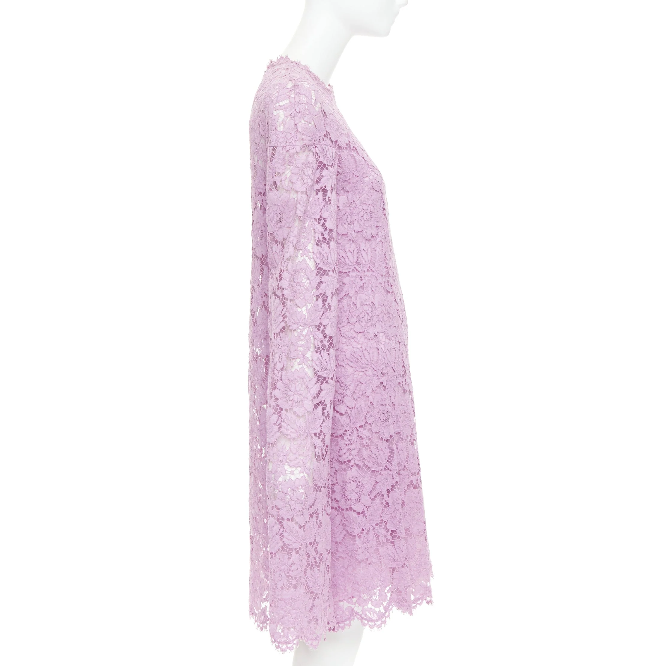 Women's Valentino floral lace cape sleeve silk lined mini dress - Image 4