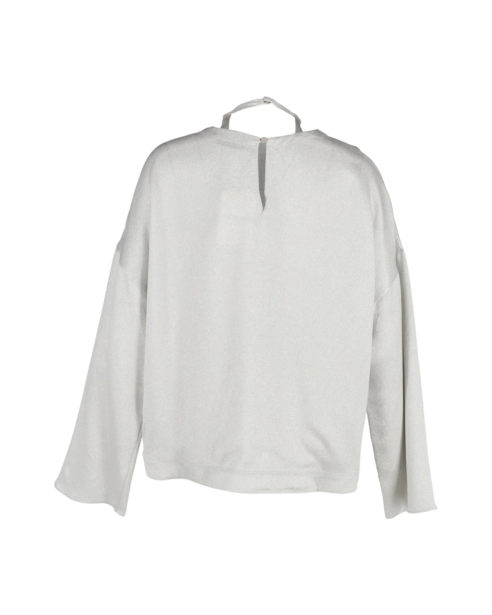 Women's Valentino Garavani Hammered Lamé Blouse in Silver Acetate - Image 3