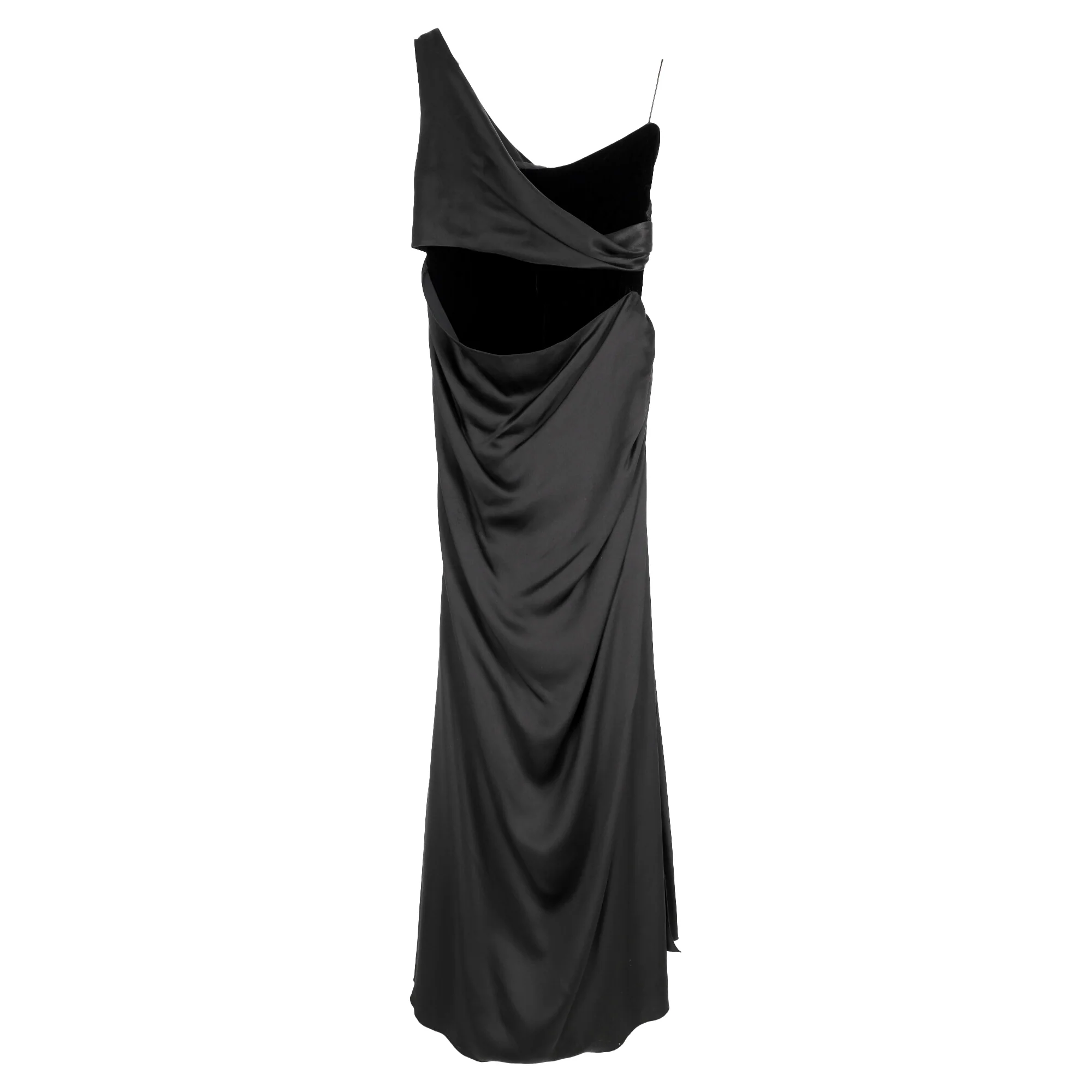 Women's  Valentino Garavani One-Shoulder Cutout Maxi Dress in Black Silk - Image 2