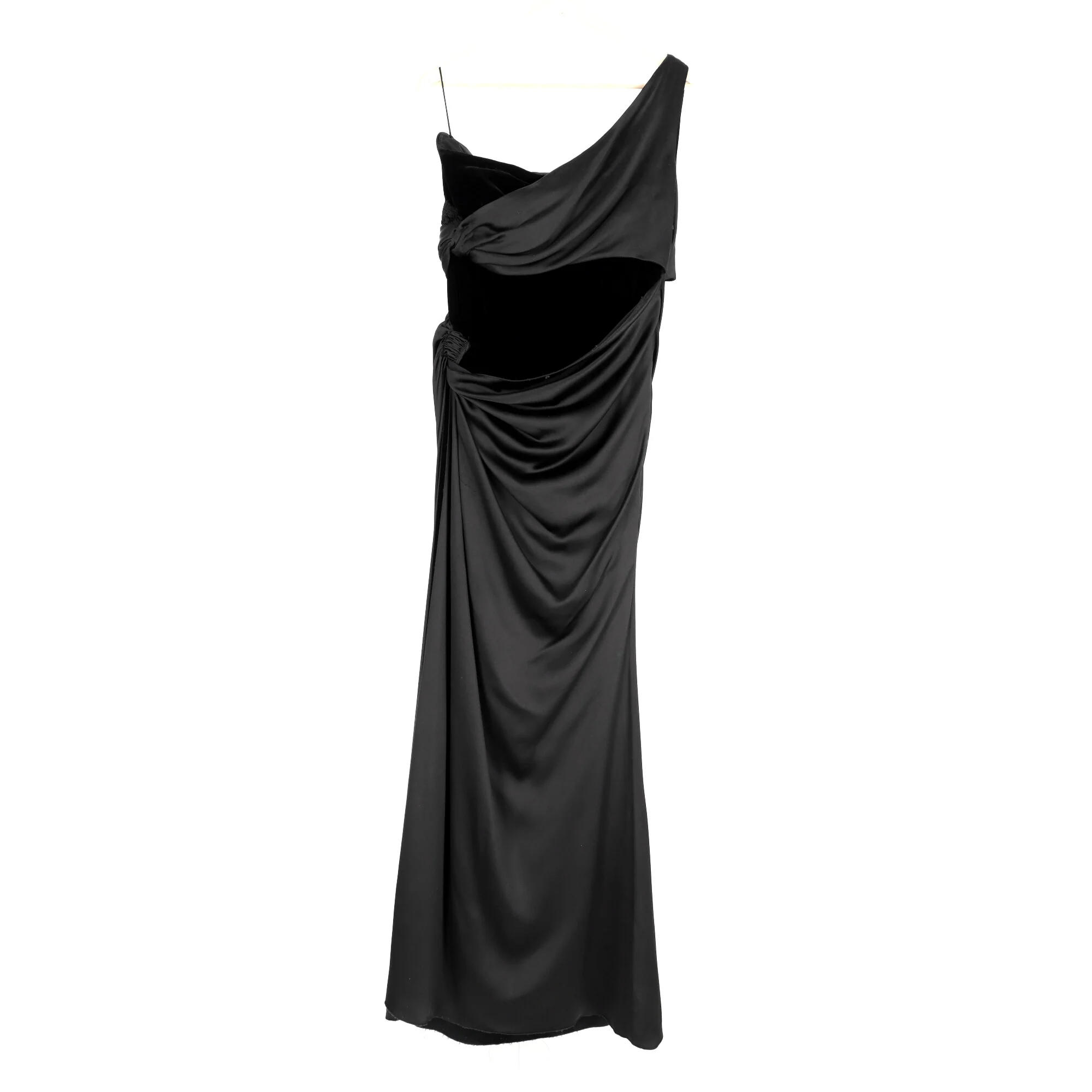 Women's  Valentino Garavani One-Shoulder Cutout Maxi Dress in Black Silk - Image 7