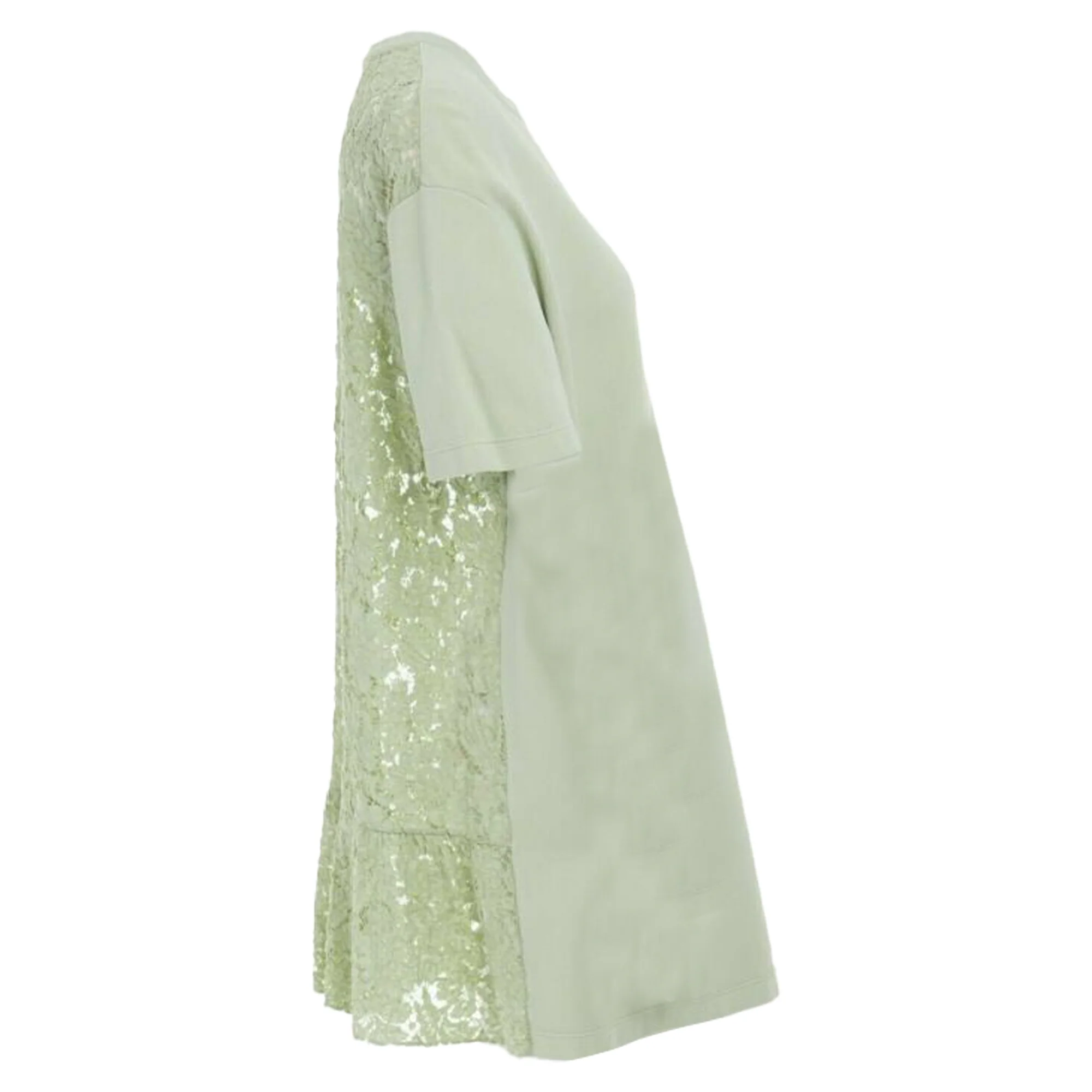 Women's Valentino Garavani pastel cotton crepe floral lace pleated back mini dress - Image 4
