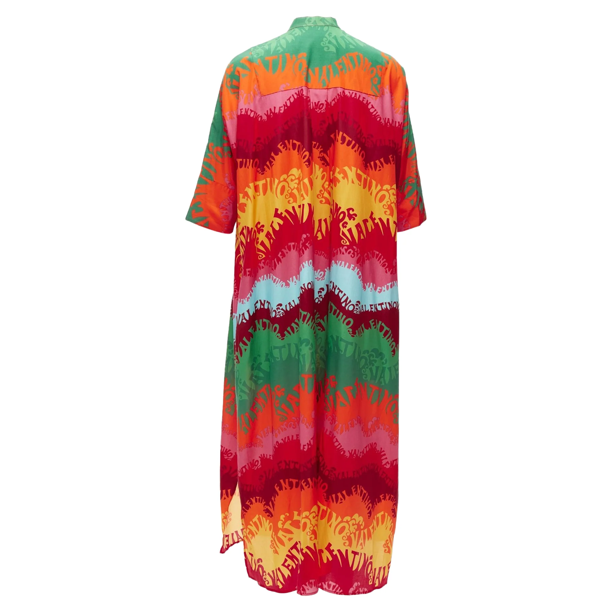 Women's Valentino Garavani Waves rainbow logo print silk cotton kaftan dress - Image 5