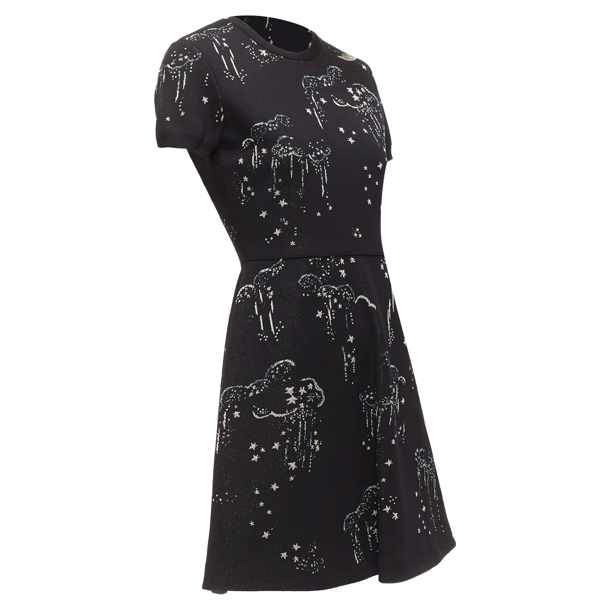 Women's Valentino Glitter Cloud Star Jacquard Fit Flare Dress - Image 3
