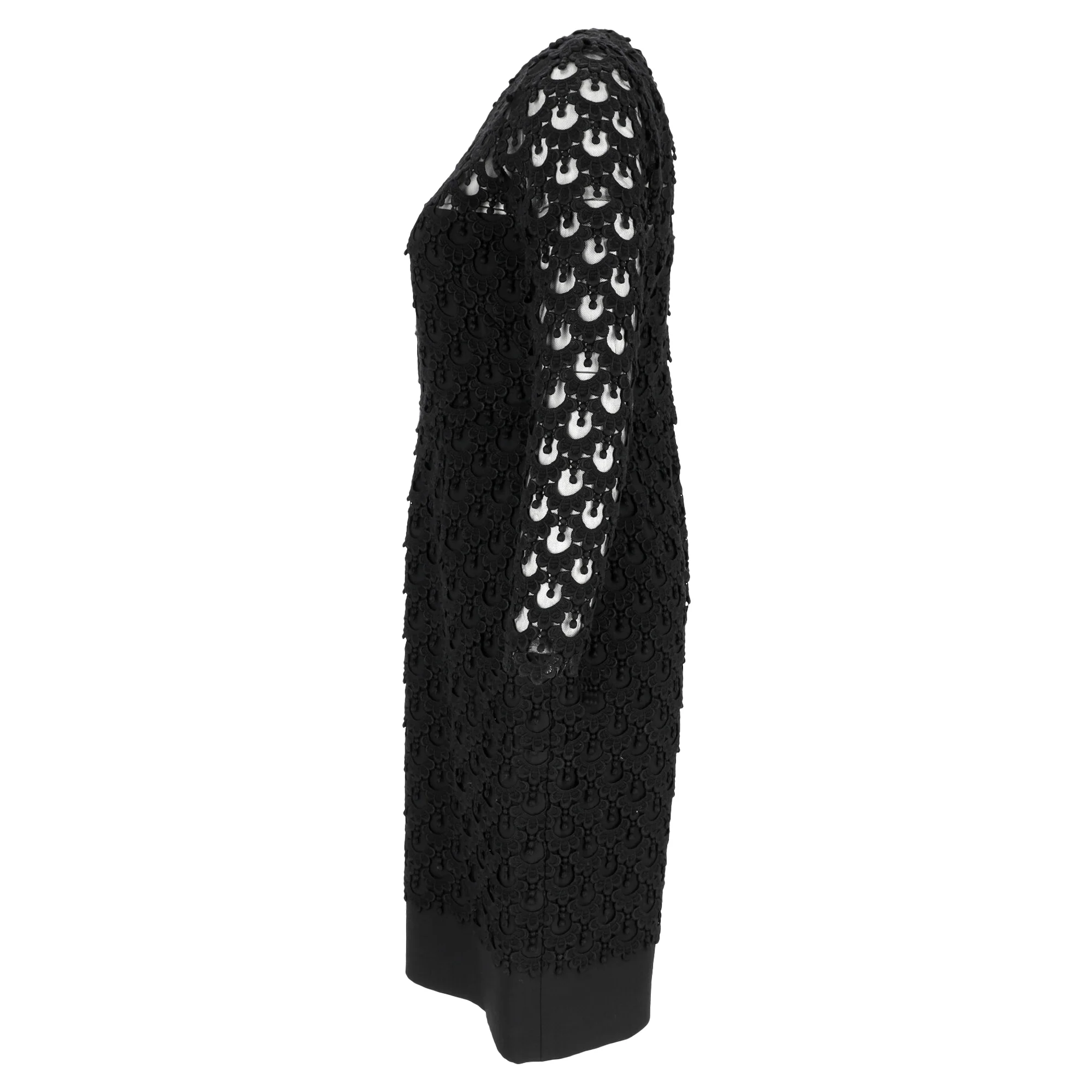 Women's Valentino Lace Pattern Midi Length Dress in Black Cotton - Image 2