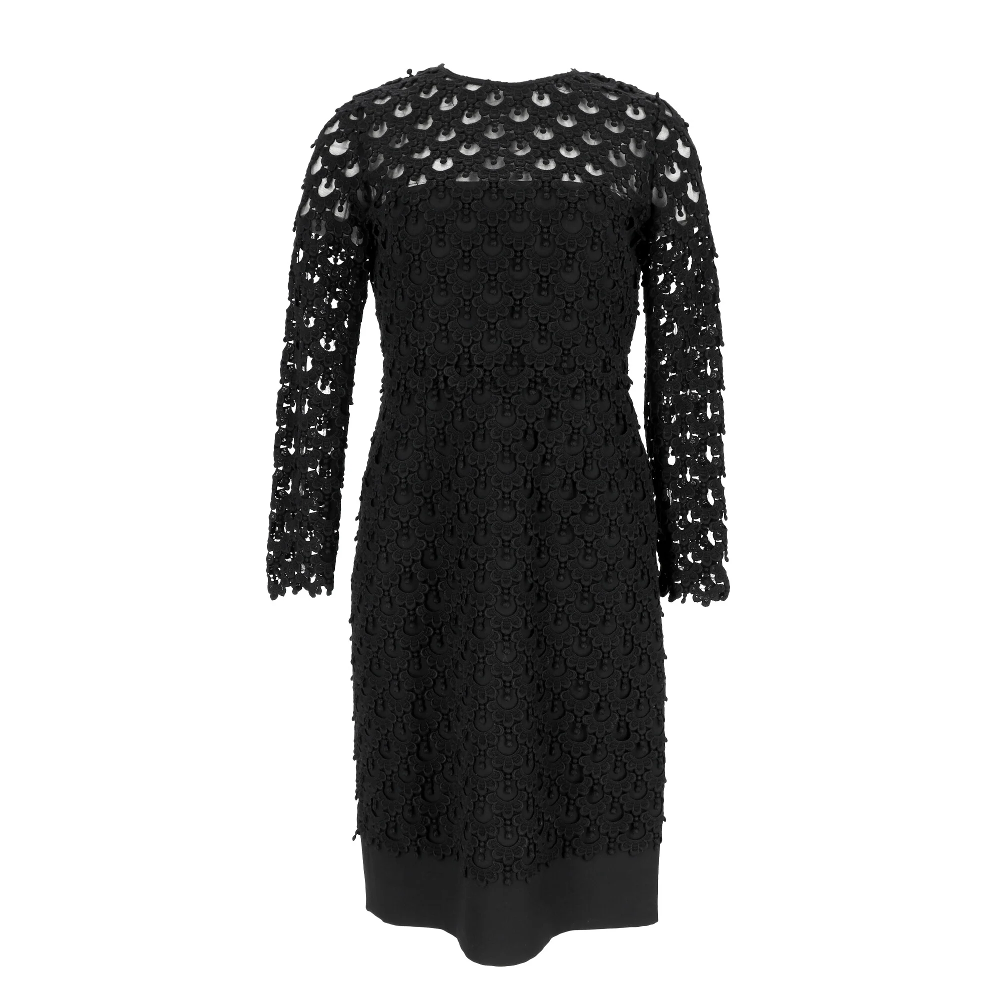 Women's Valentino Lace Pattern Midi Length Dress in Black Cotton - Image 7
