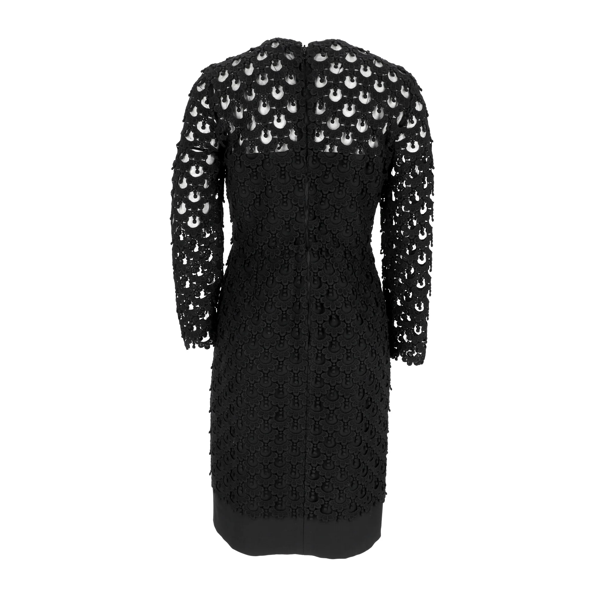 Women's Valentino Lace Pattern Midi Length Dress in Black Cotton - Image 9