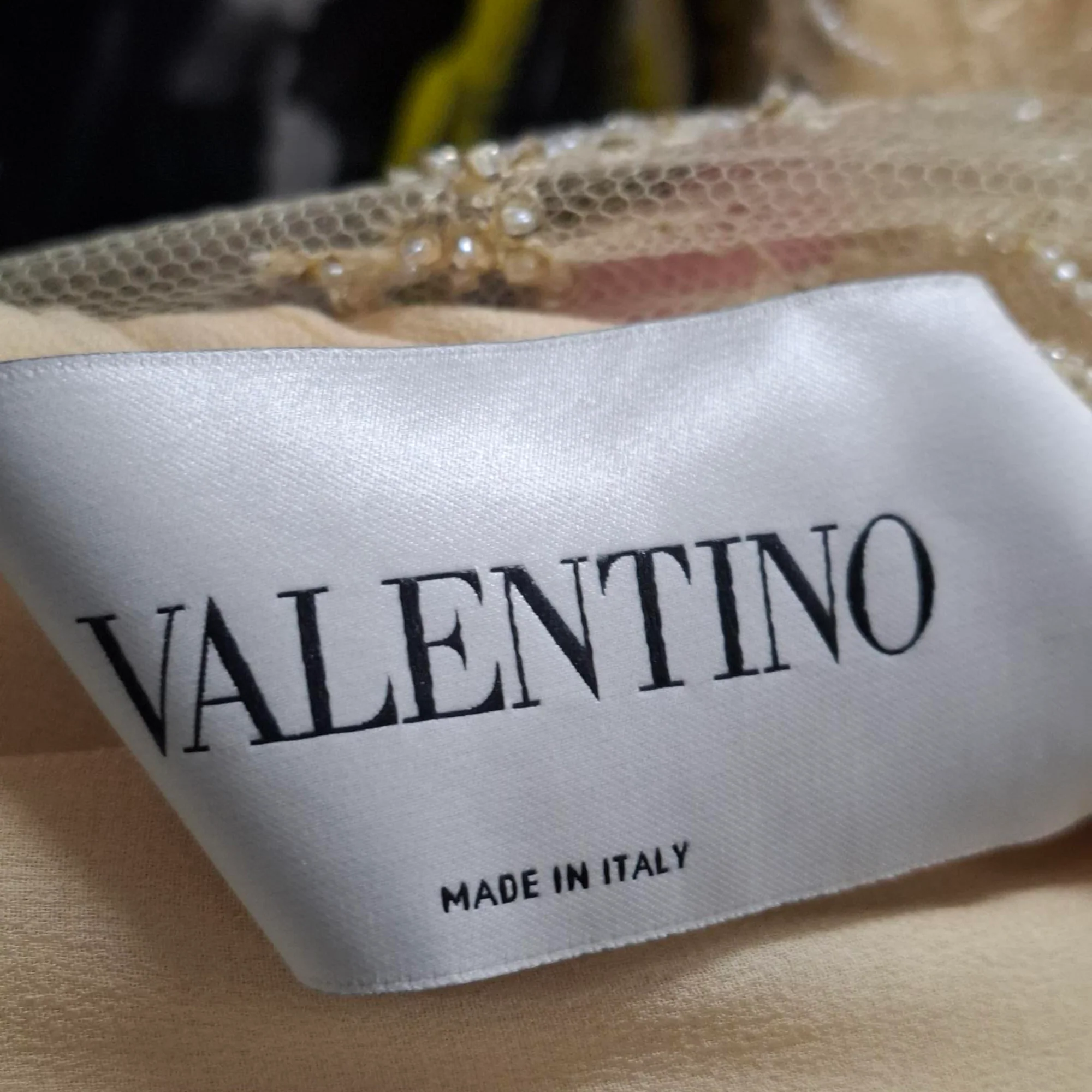 Women's Valentino Lace Ruffled Detail Maxi Gown Dress in Yellow Polyester - Image 3