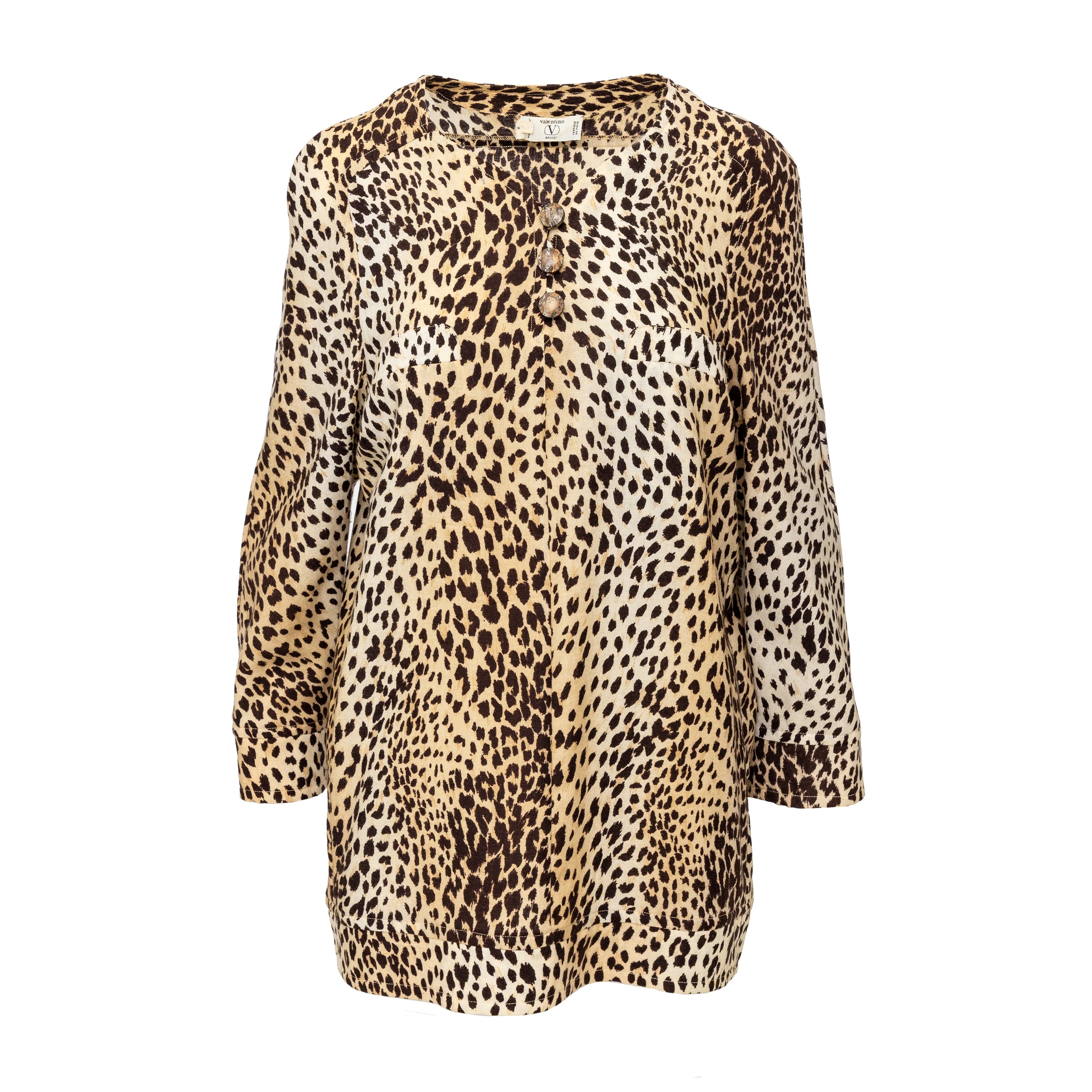 Women's Valentino Miss V Leopard Print Top - '90s