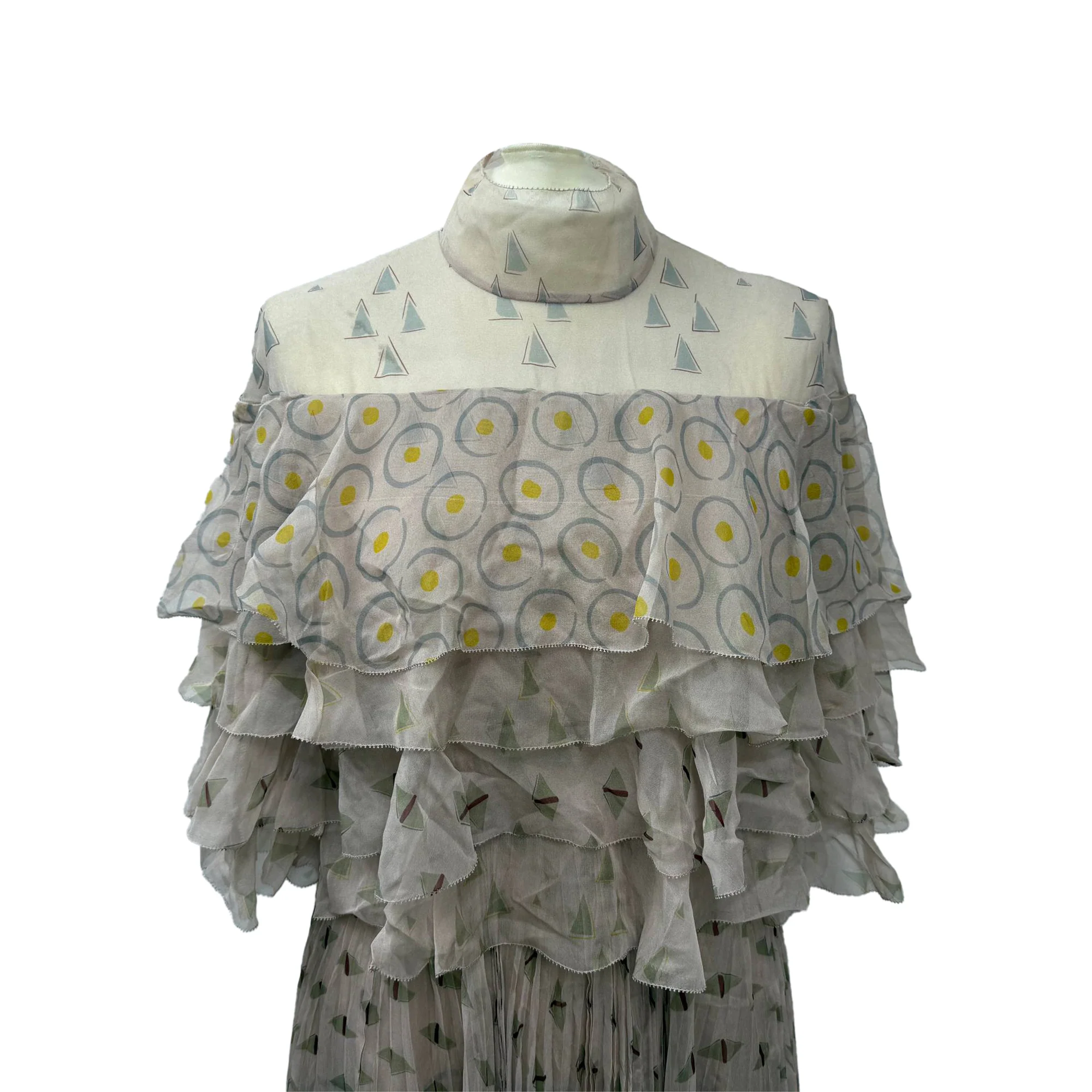 Women's Valentino Pleated Midi Dress in Beige Silk - Image 6