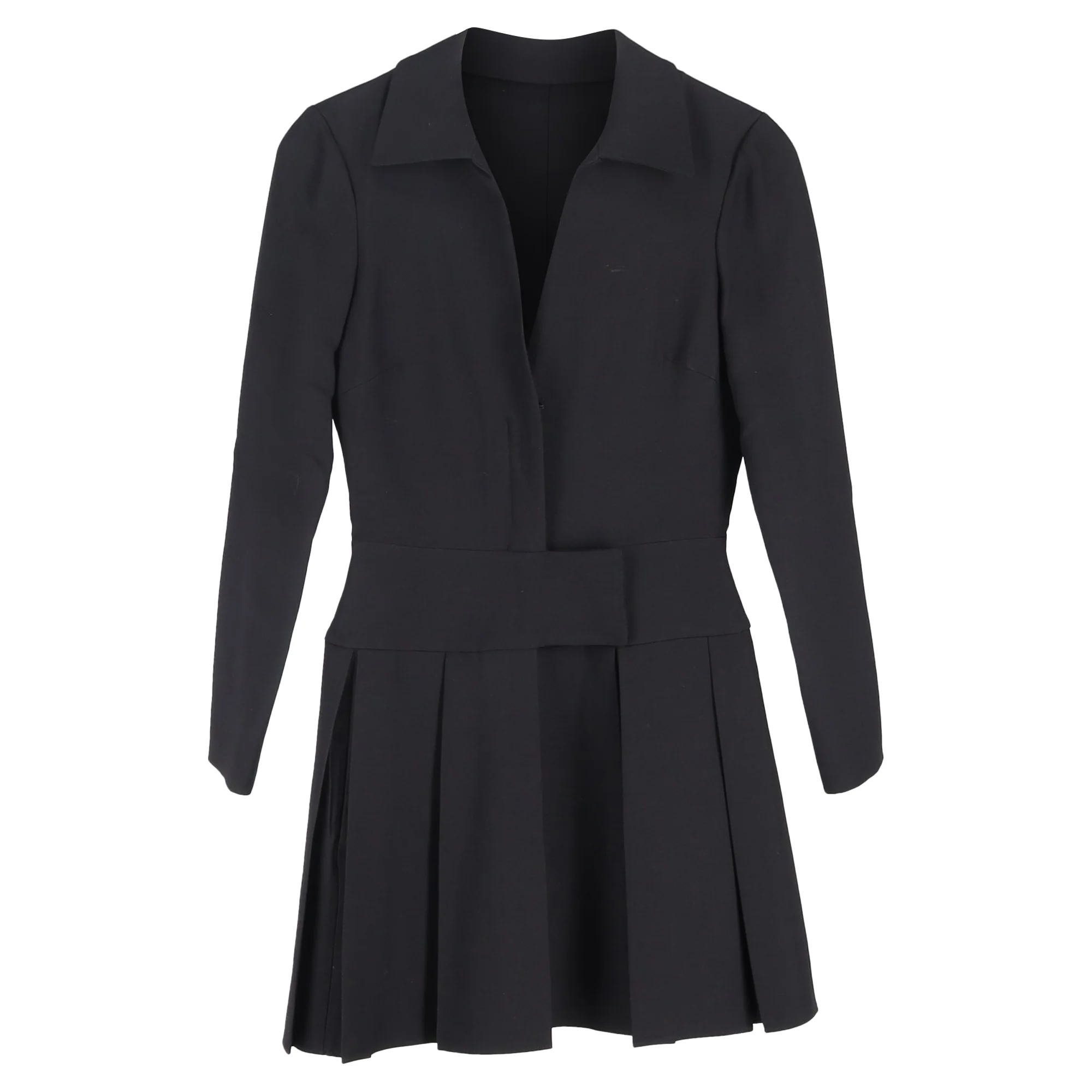Women's Valentino Pleated Mini Dress in Black Polyester - Image 2