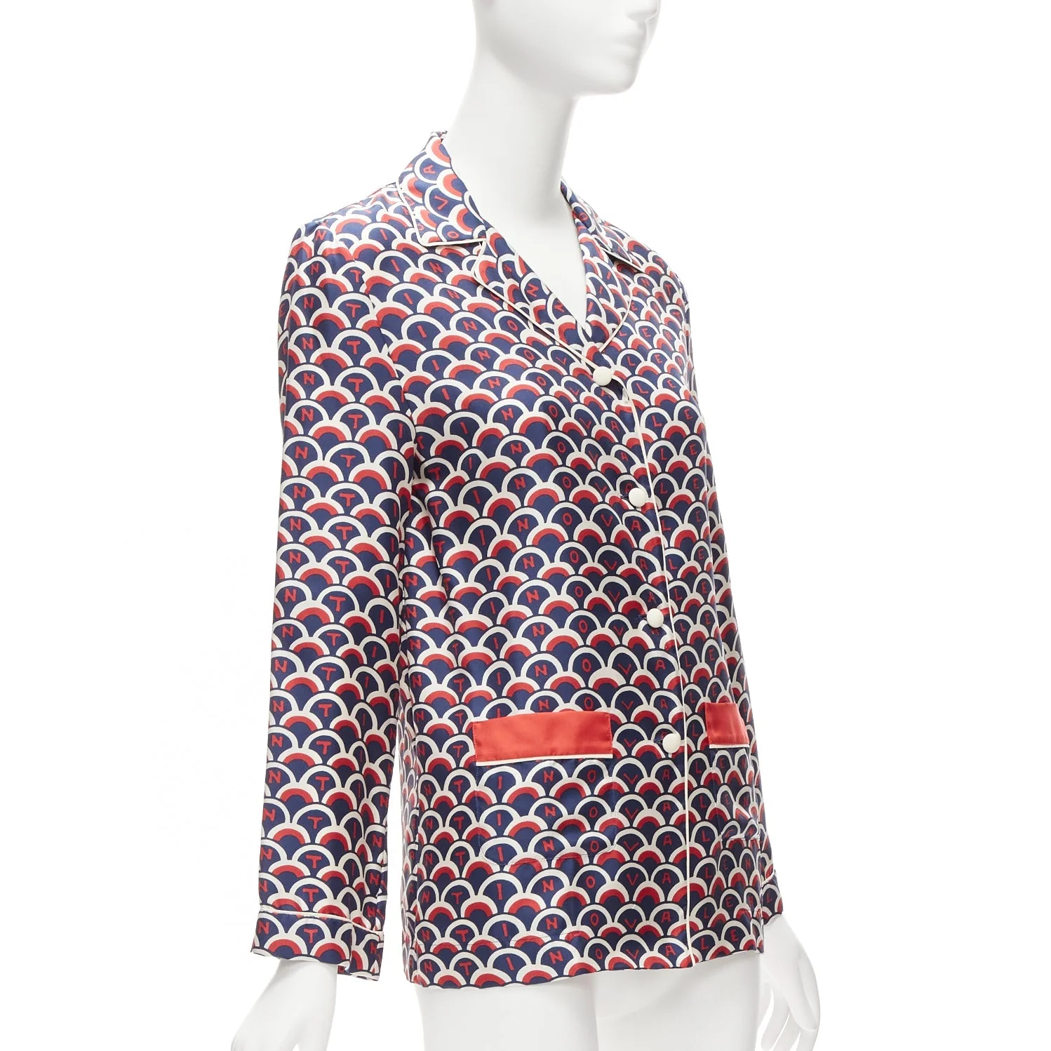 Women's Valentino Silk Scale Logo Print Pajama Shirt - Image 9