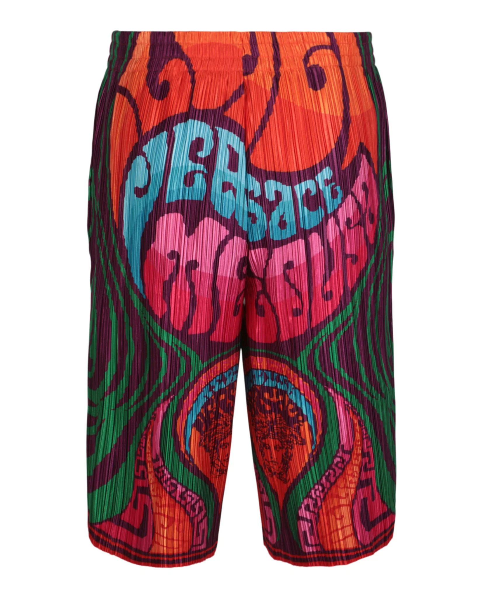 Men's Pleated Medusa Music Print Shorts - Image 2