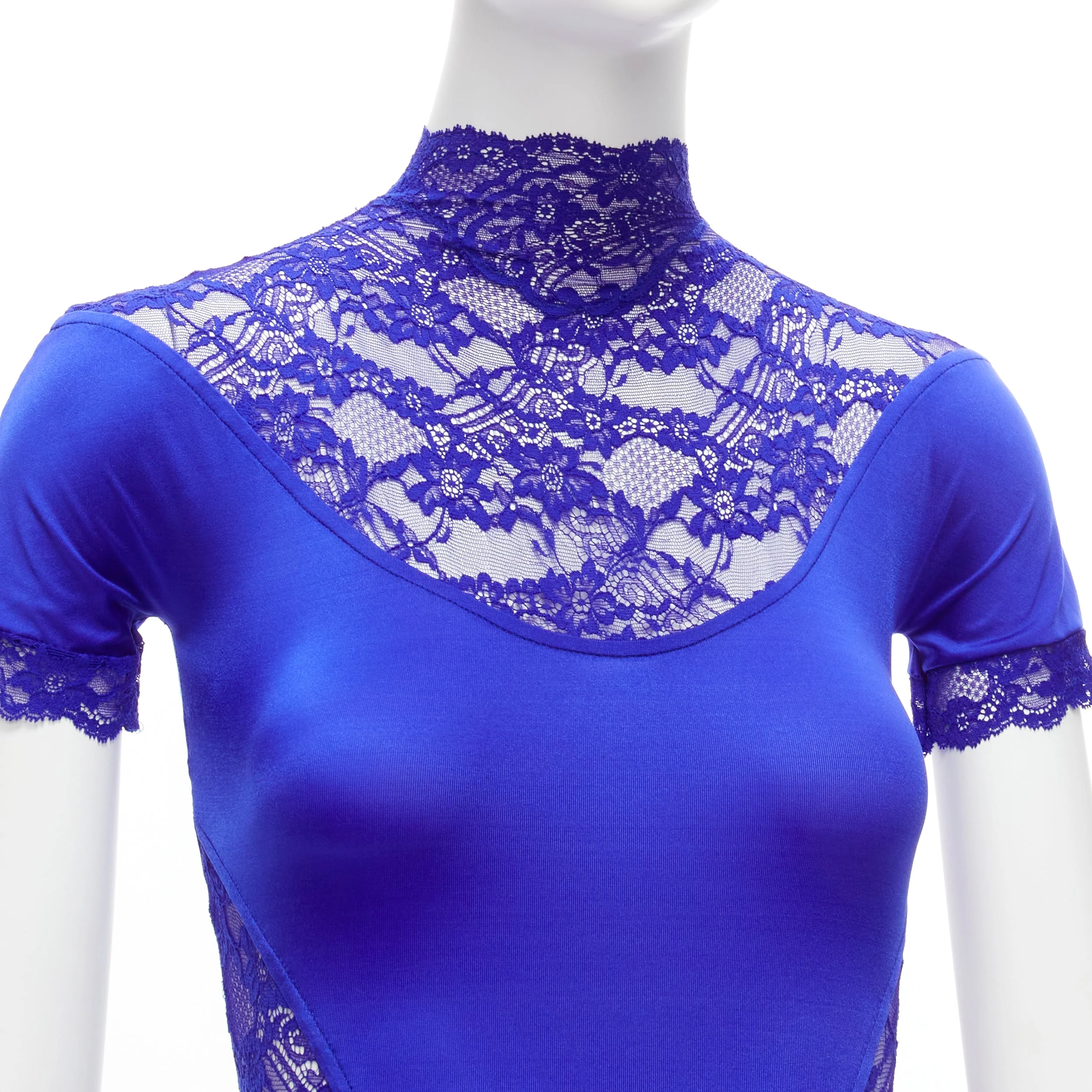Women's Gianni Versace lace satin panels crystal bodysuit - Image 2