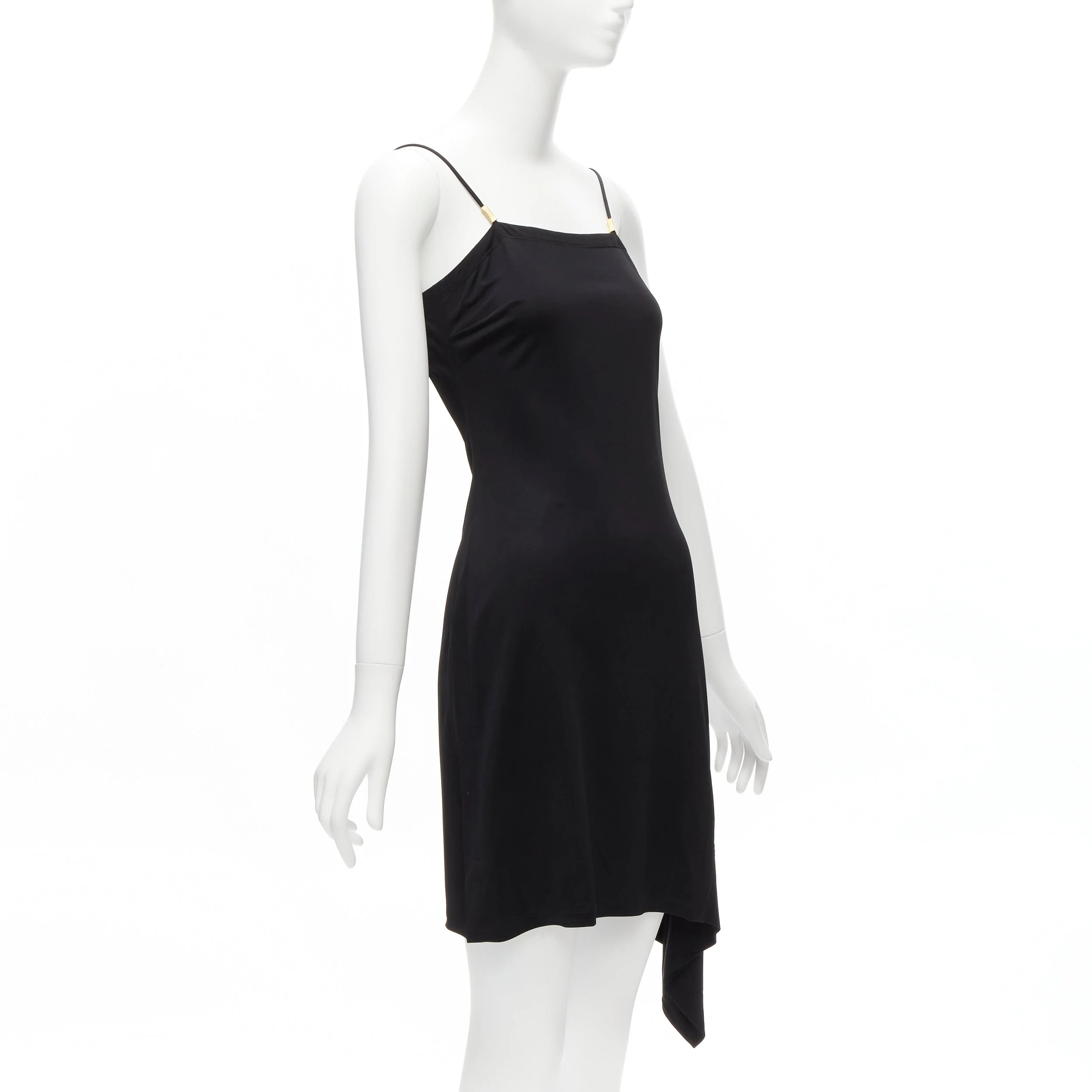 Women's Gianni Versace logo charm asymmetric drape slip mini dress - Image 9