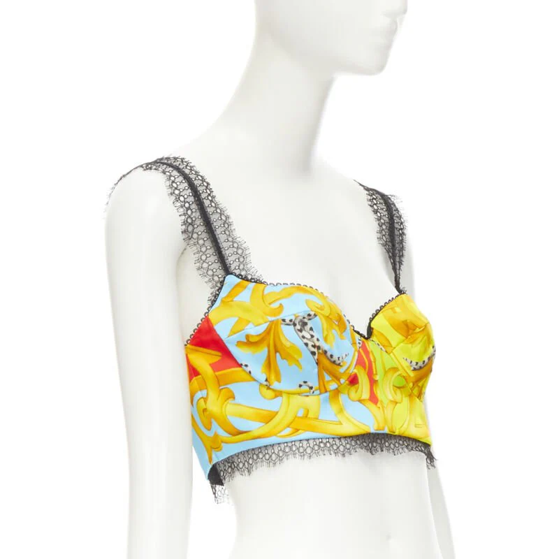 Women's Versace Barocco Acanthus lace boned bralette crop top - Image 7