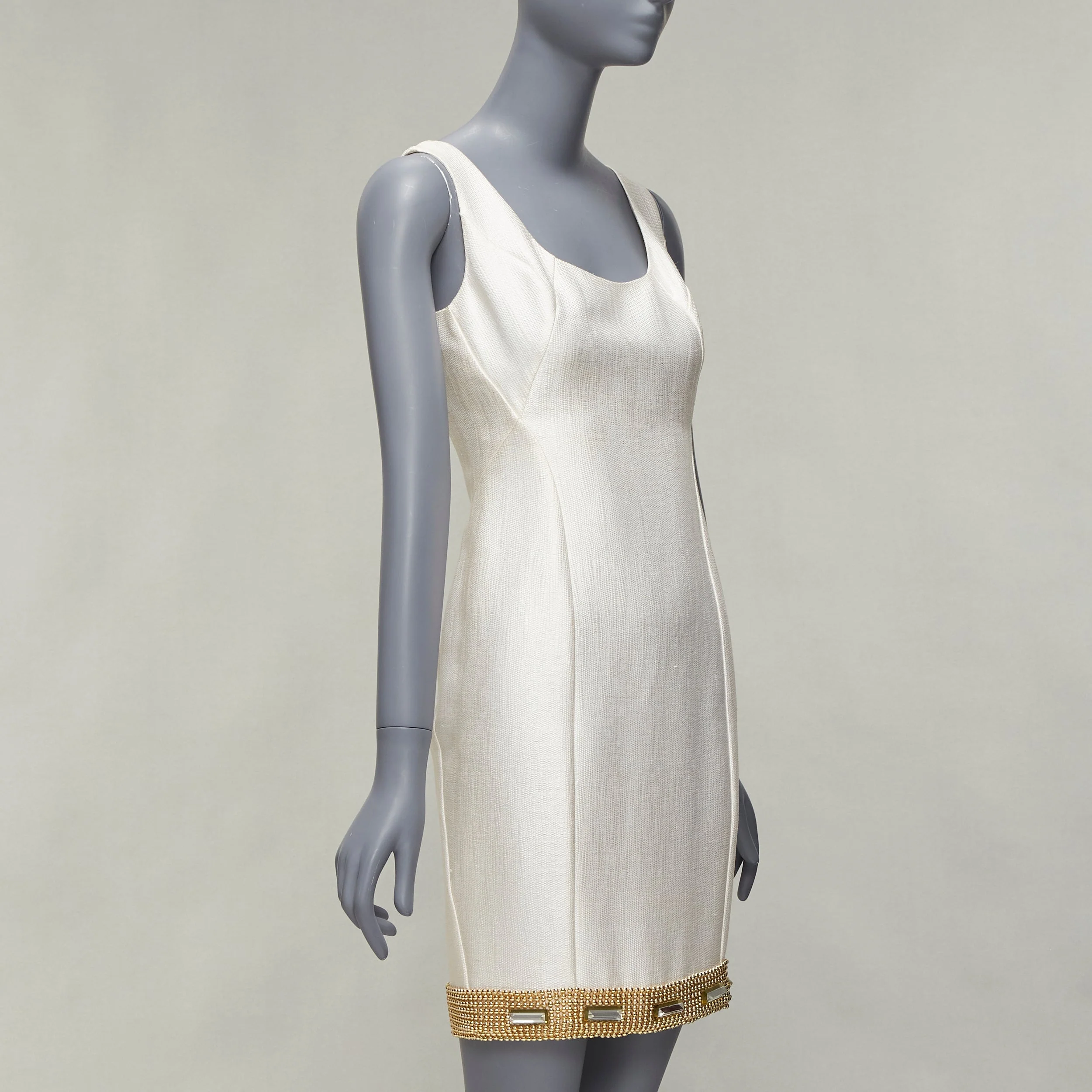 Women's Versace Bead Clear Crystal Embellished Hem Shift Dress - Image 9