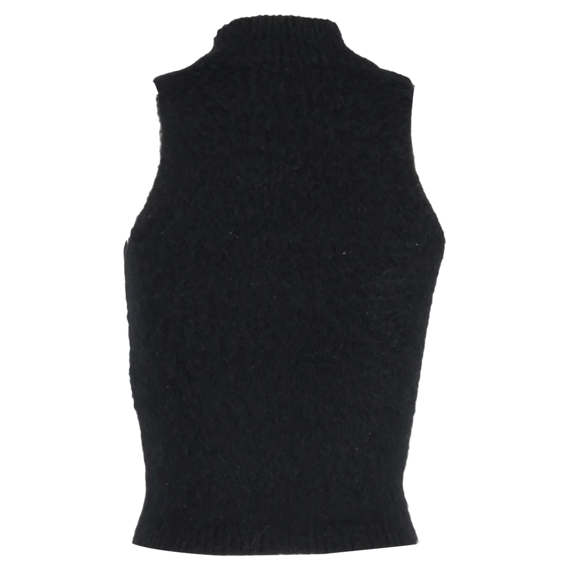 Women's Versace High Neck Sleeveless Top in Black Mohair - Image 3