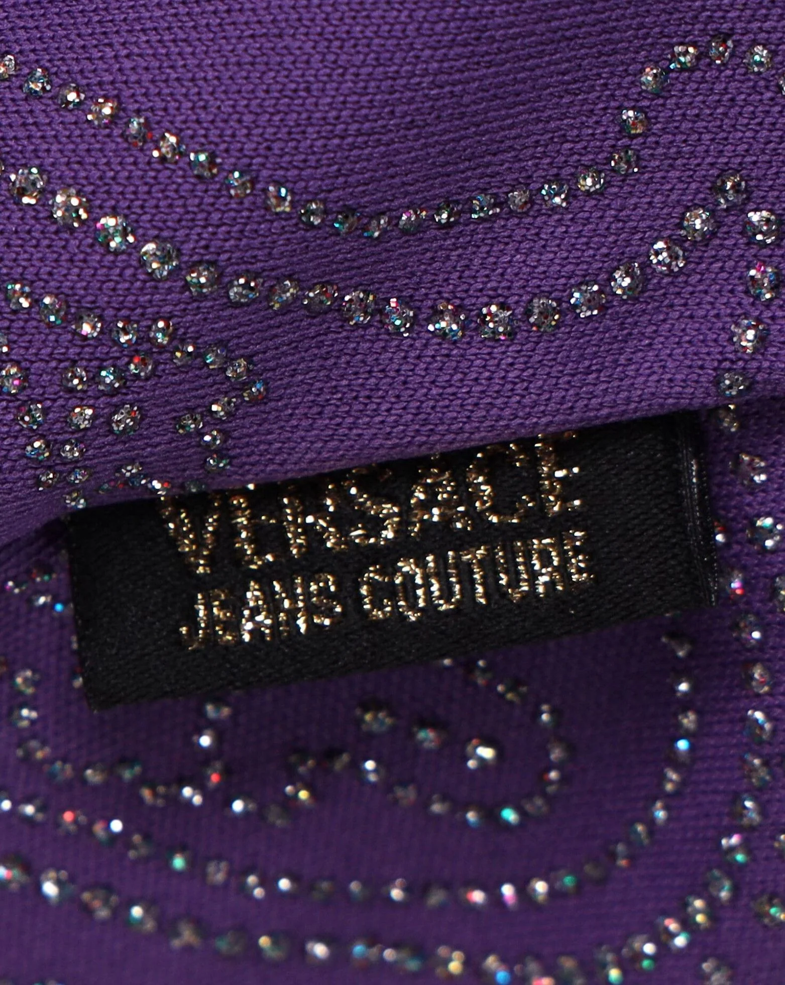 Women's Versace Jeans Couture Paisley Crystal Studded Sleeveless Top in Purple Polyester - Image 5