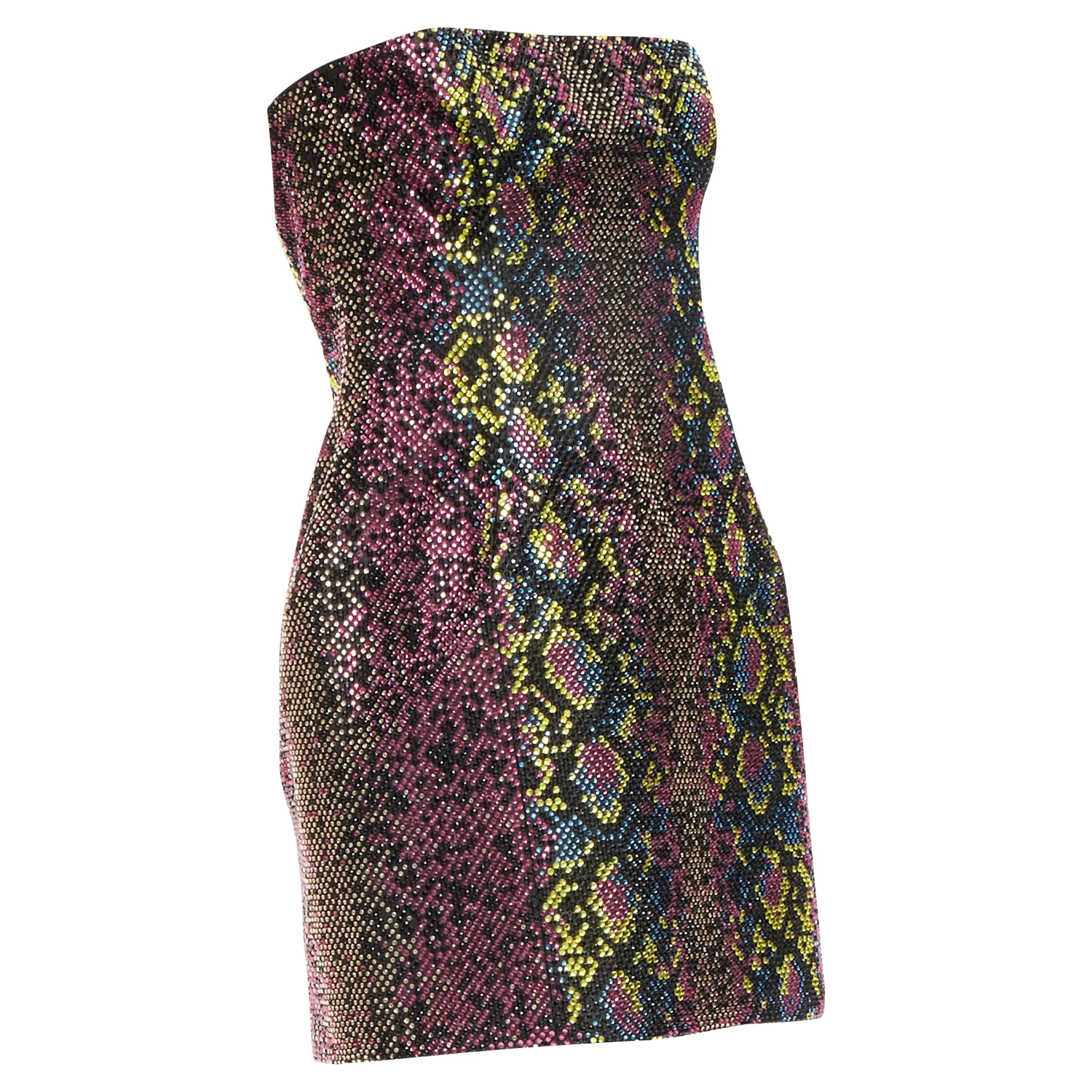 Women's Versace scaled crystal encrusted strapless dress - Image 3