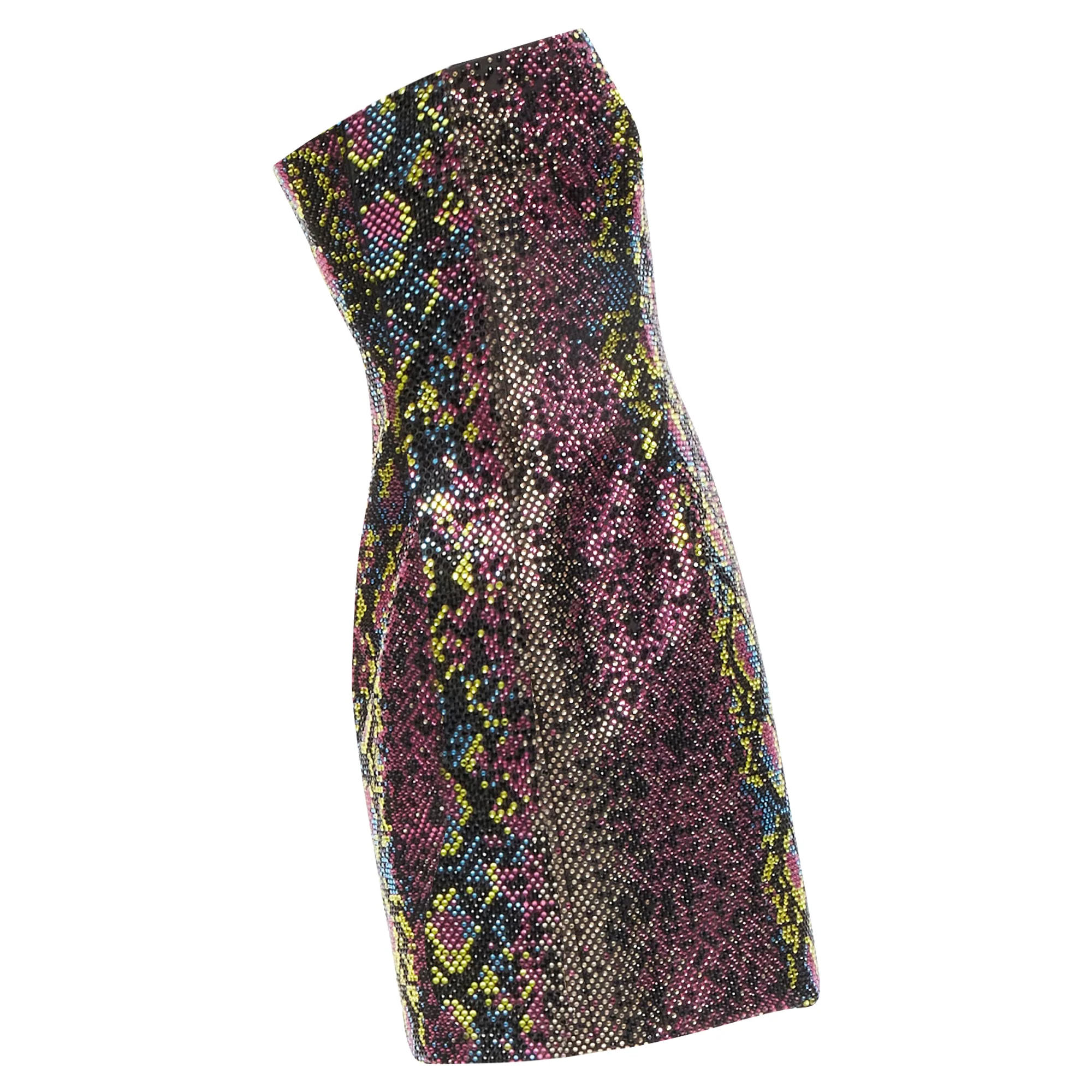 Women's Versace scaled crystal encrusted strapless dress - Image 4