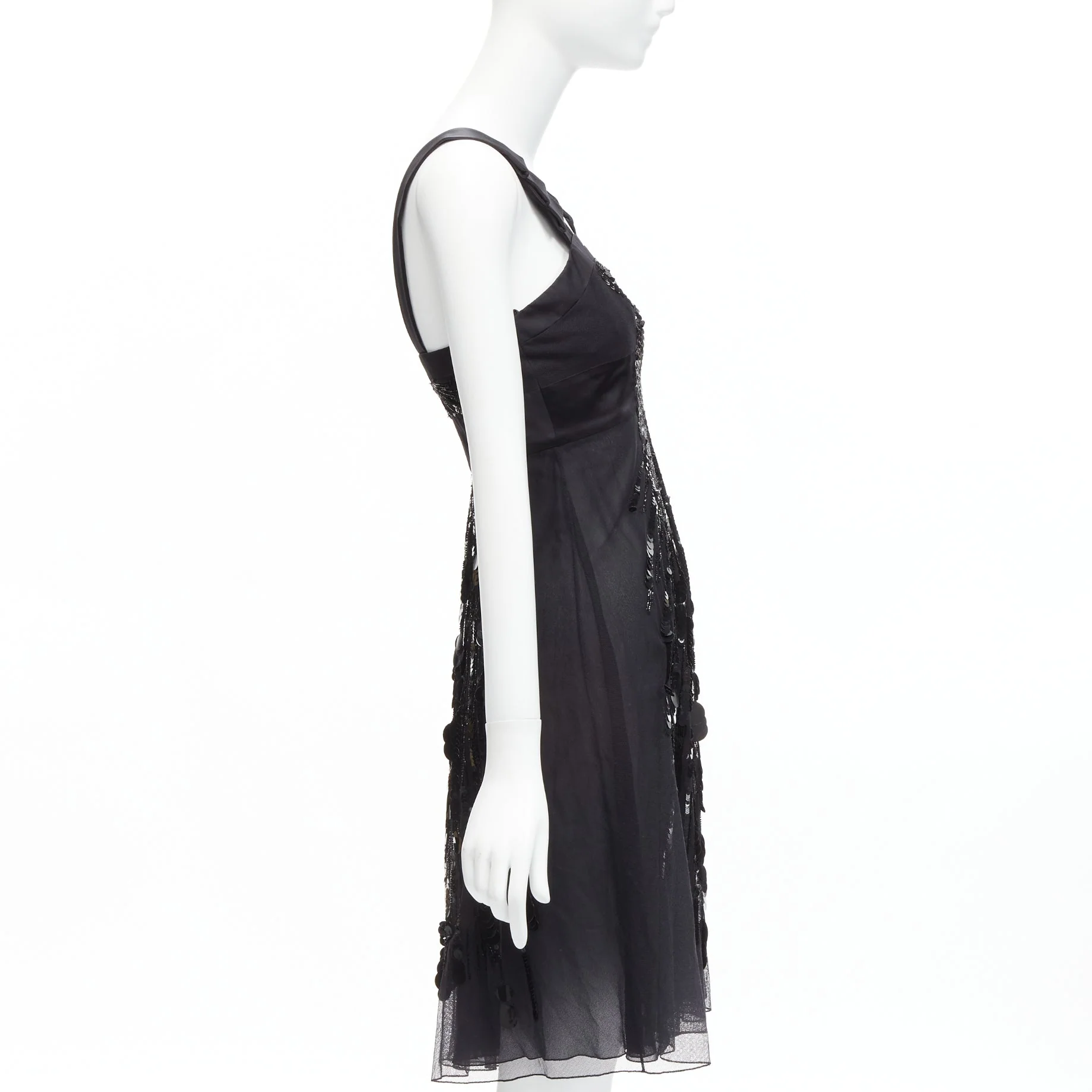 Women's Versace sequins bead embellishment ruffle strap dress - Image 10