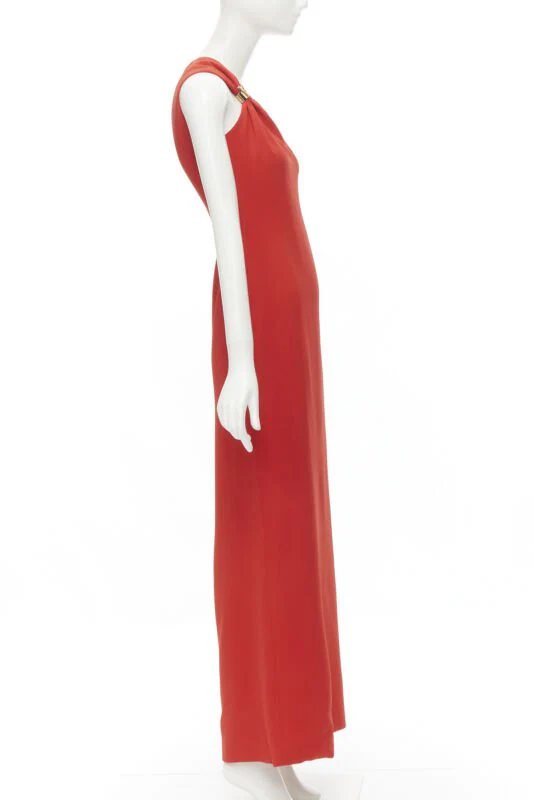 Women's Versace silk VirtV clasp one shoulder gown dress - Image 10