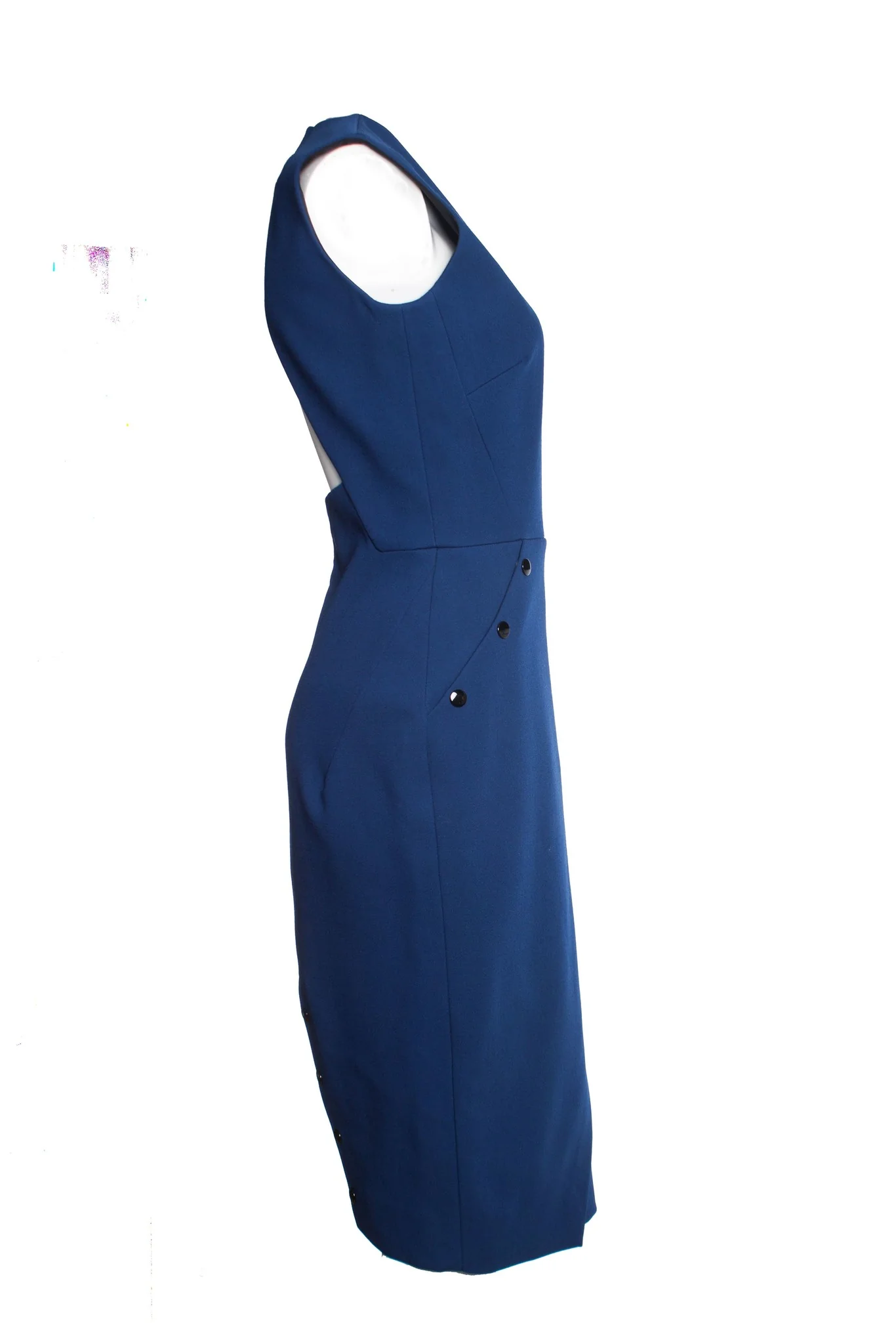 Women's Victoria Beckham Blue crepe dress with buttons. - Image 4