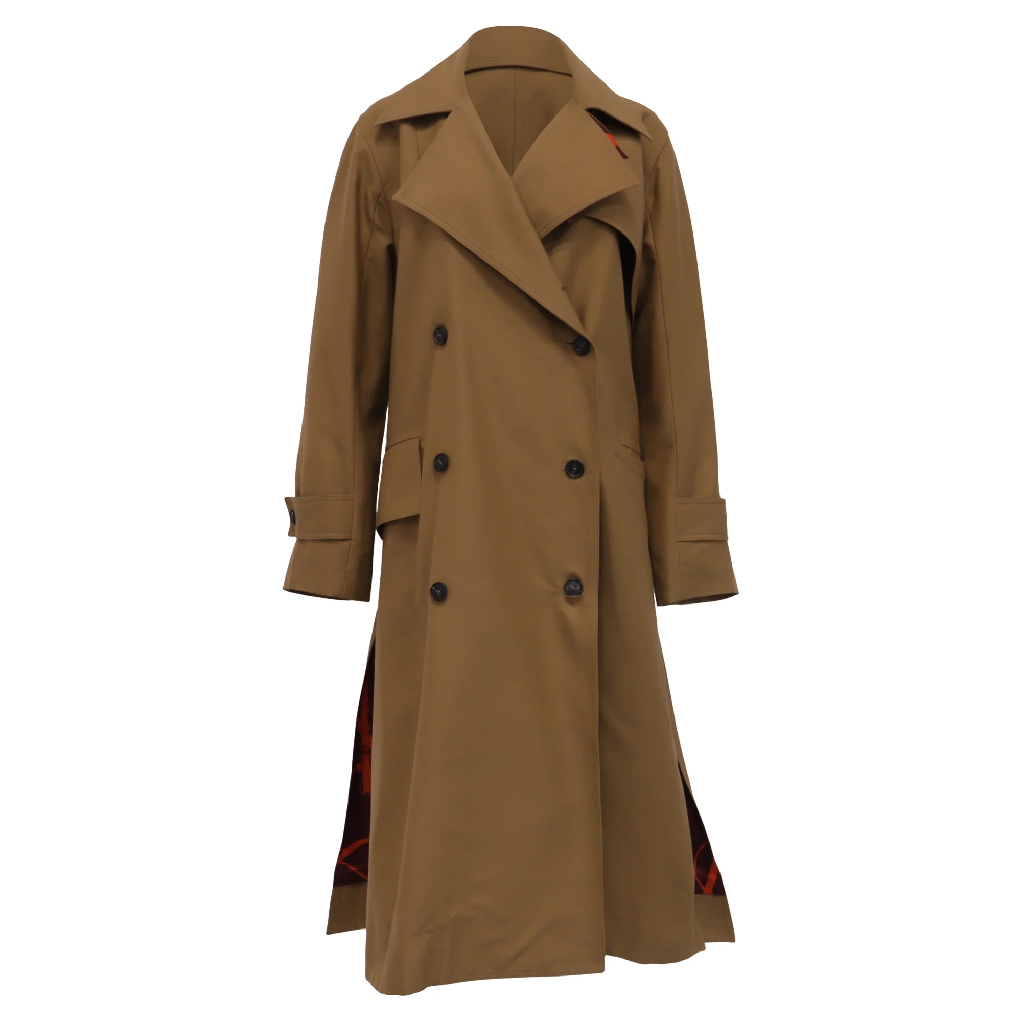 Women's Victoria Beckham Double-Breasted Trench Coat in Beige Cotton