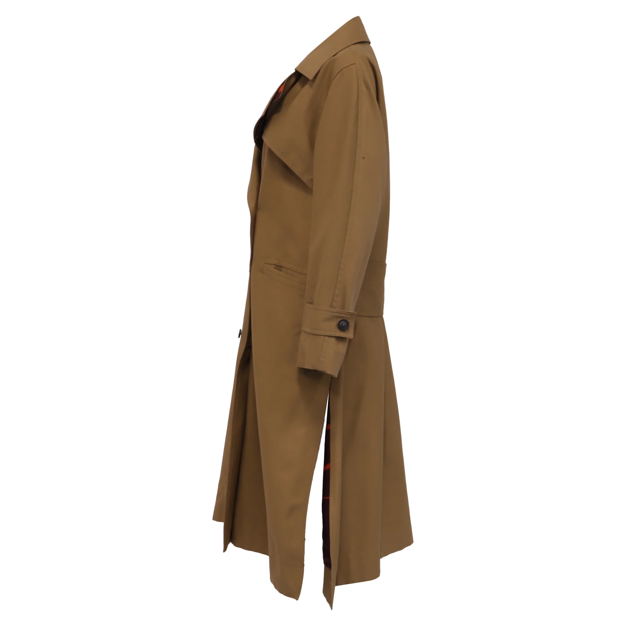 Women's Victoria Beckham Double-Breasted Trench Coat in Beige Cotton - Image 3