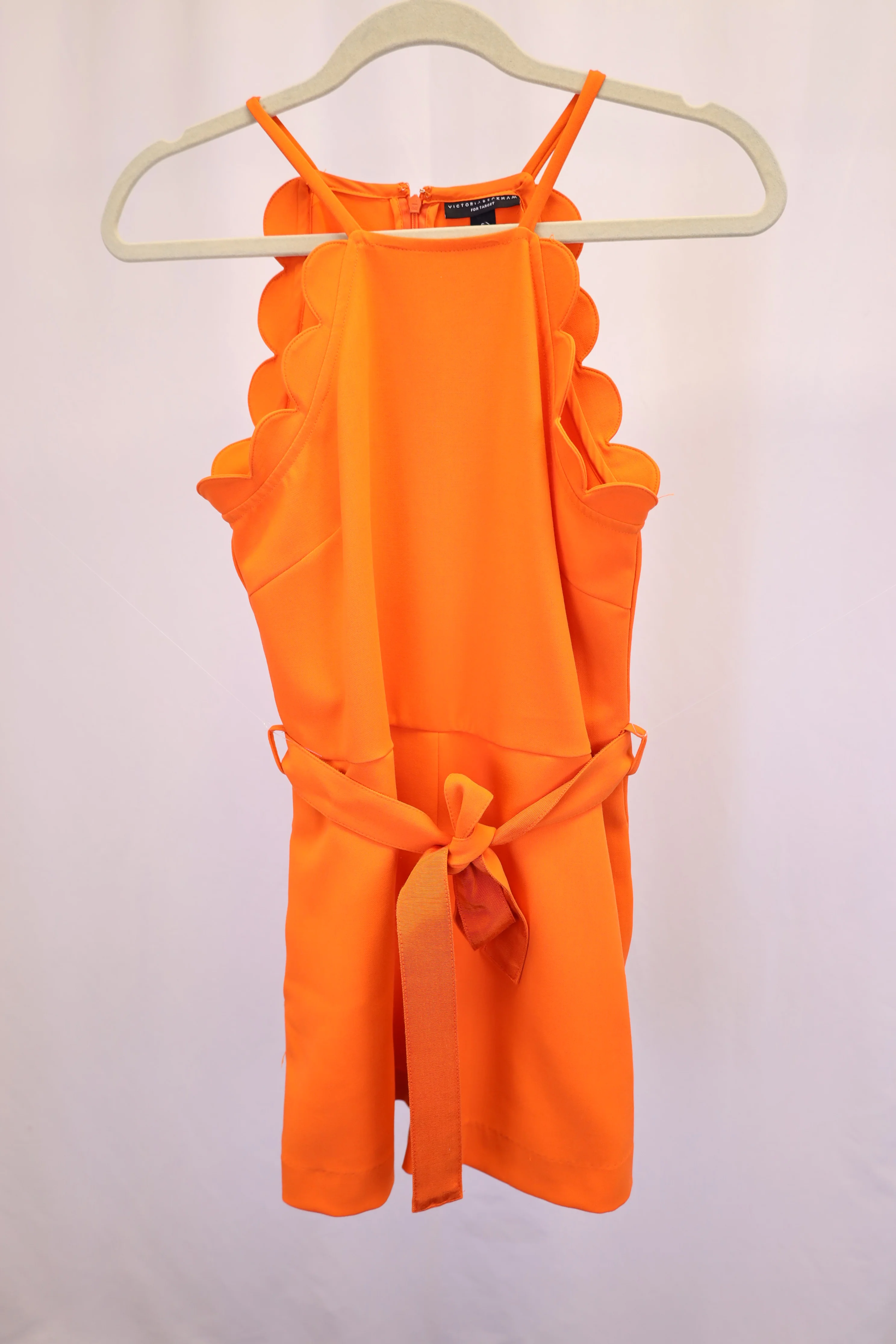 Women's Victoria Beckham For Target Scalloped Romper in Orange Polyester - Image 7