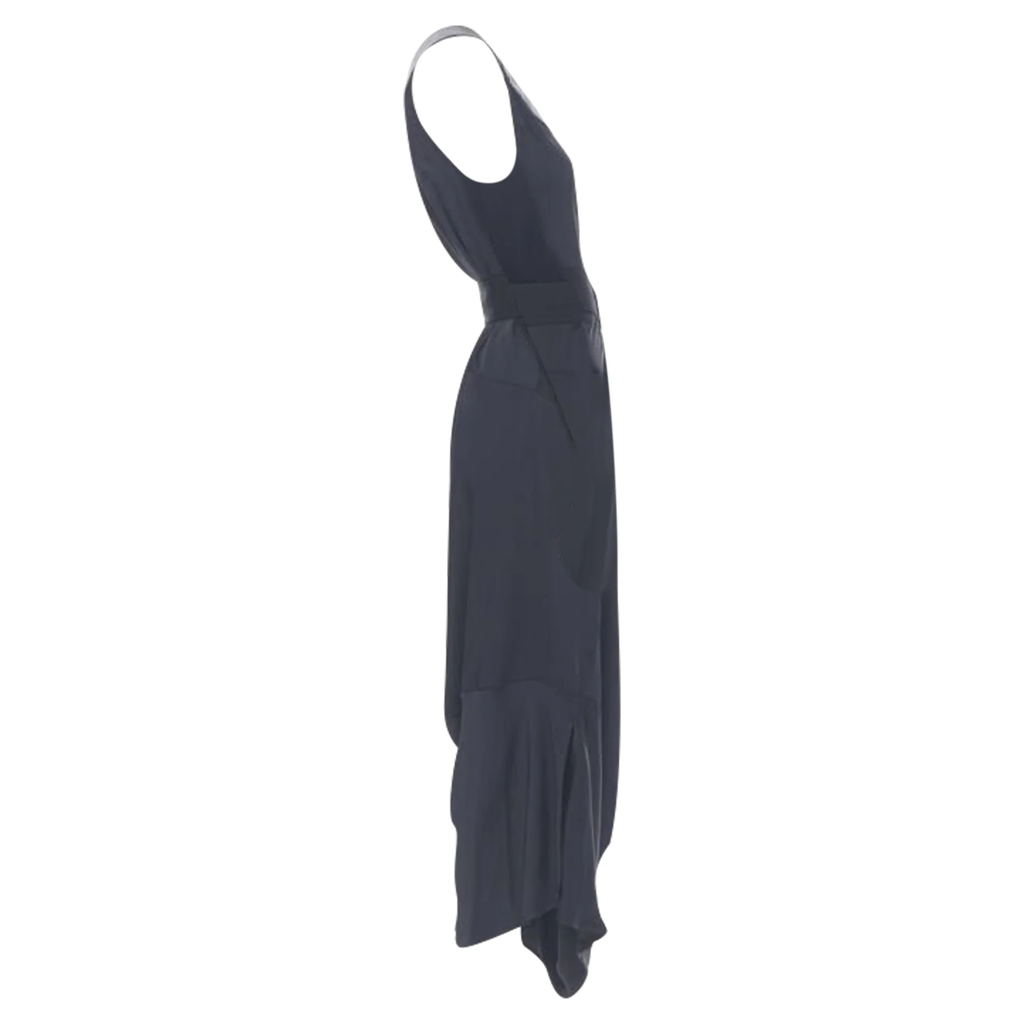 Women's Victoria Beckham heavy satin leather collar belted bias dress - Image 4
