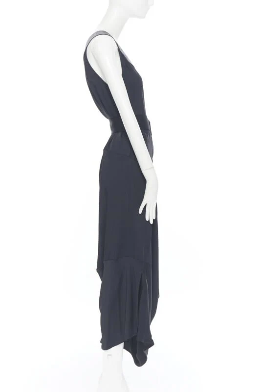 Women's Victoria Beckham satin leather collar belted dress - Image 10