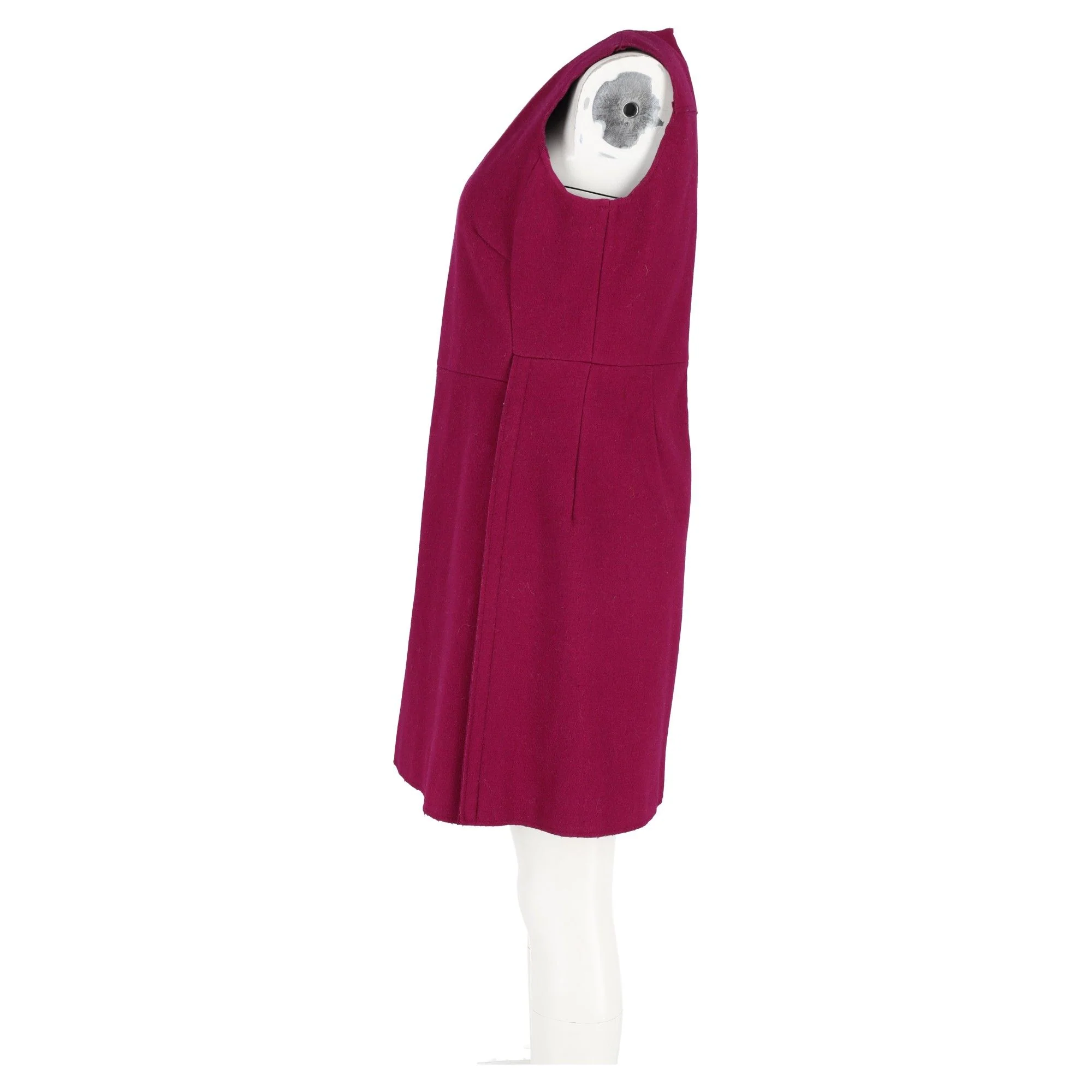 Women's Victoria Beckham Sleeveless Mini Dress in Red Violet Wool - Image 6