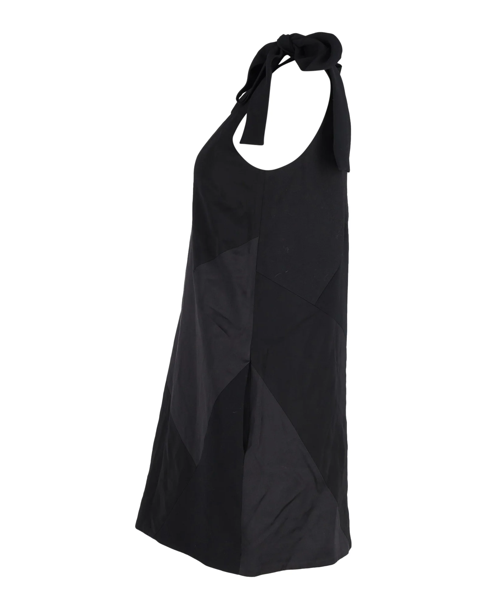 Women's Victoria Beckham Tie-Straps Paneled Mini Dress in Black Polyester - Image 2