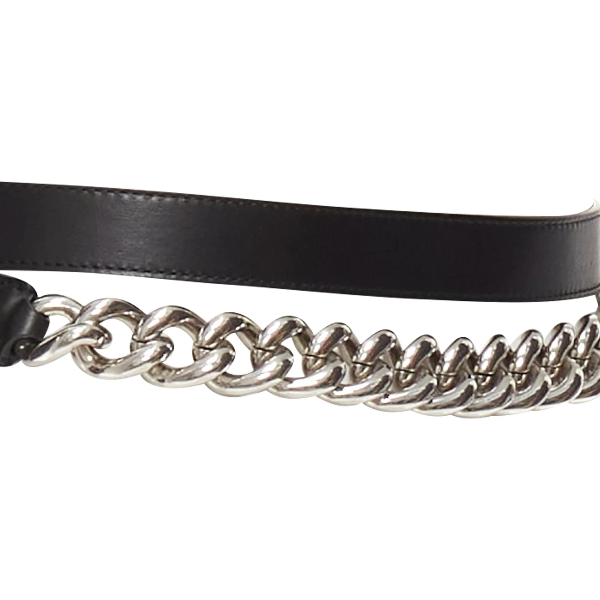 Alexander Mcqueen Leather Silver Chunky Metal Chain Wrap Belt - Image 7