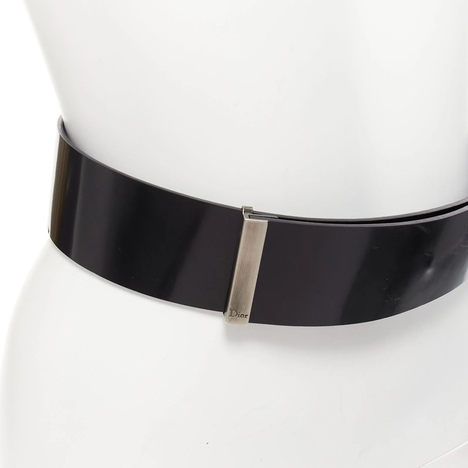 Dior Minimal Logo Metal Bar Smooth Calfskin Wide Belt - Image 8