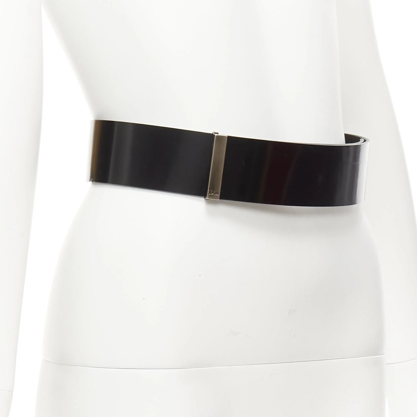 Dior Minimal Logo Metal Bar Smooth Calfskin Wide Belt - Image 9