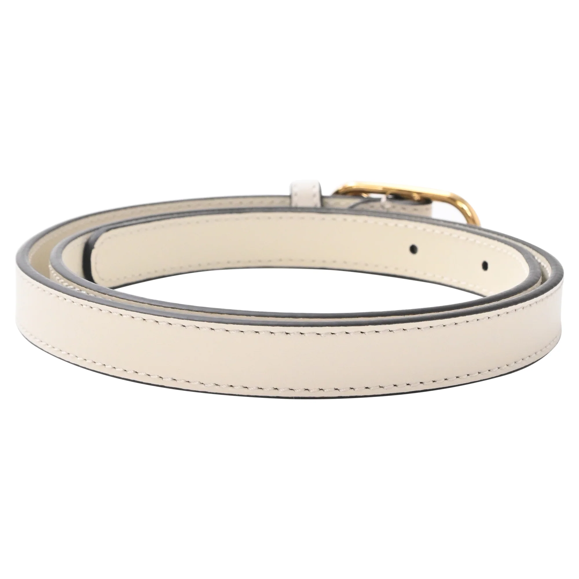 Gucci Belt with Round Interlocking G in White Leather - Image 2