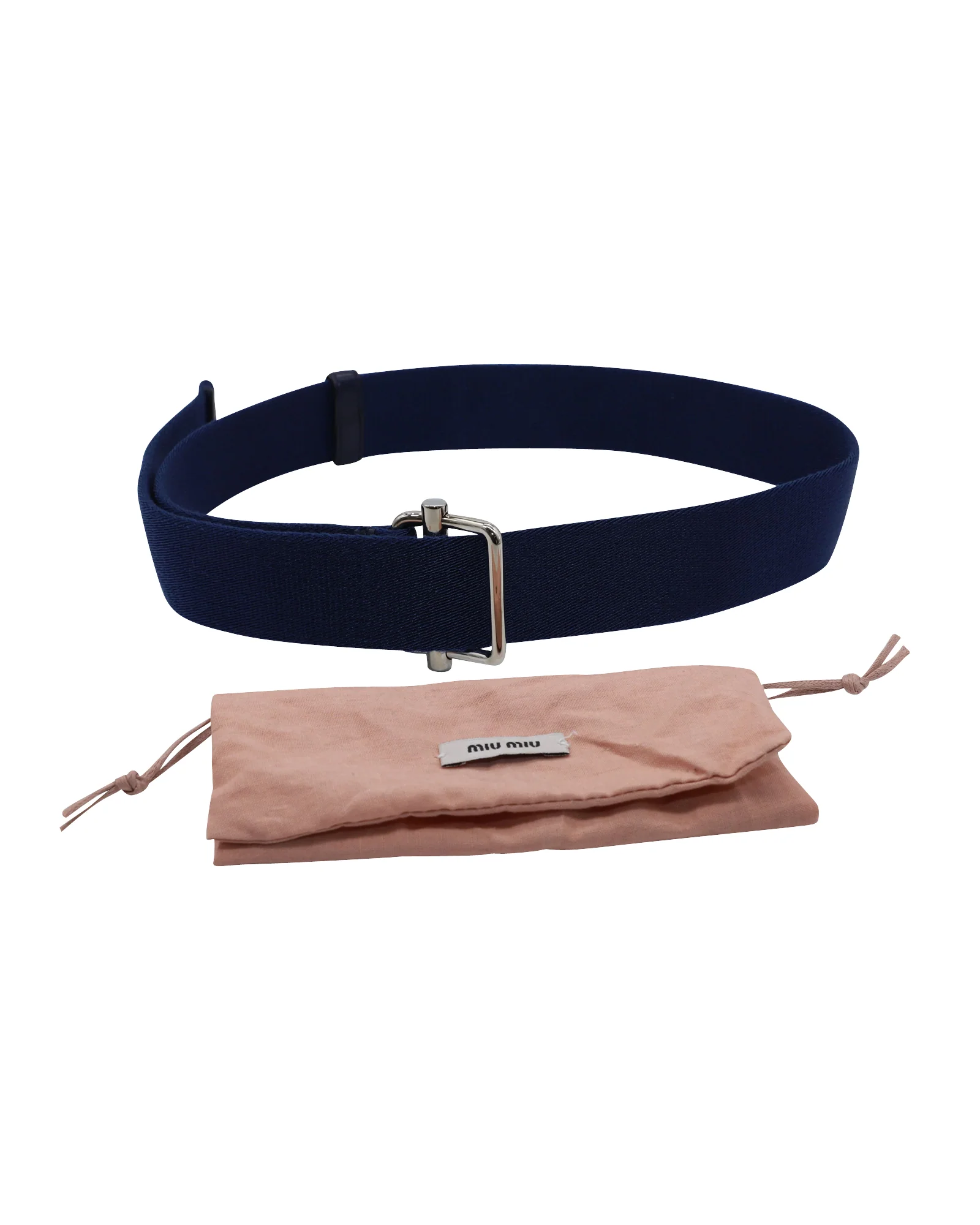 Miu Miu Buckle Closure Belt in Navy Blue Canvas - Image 2