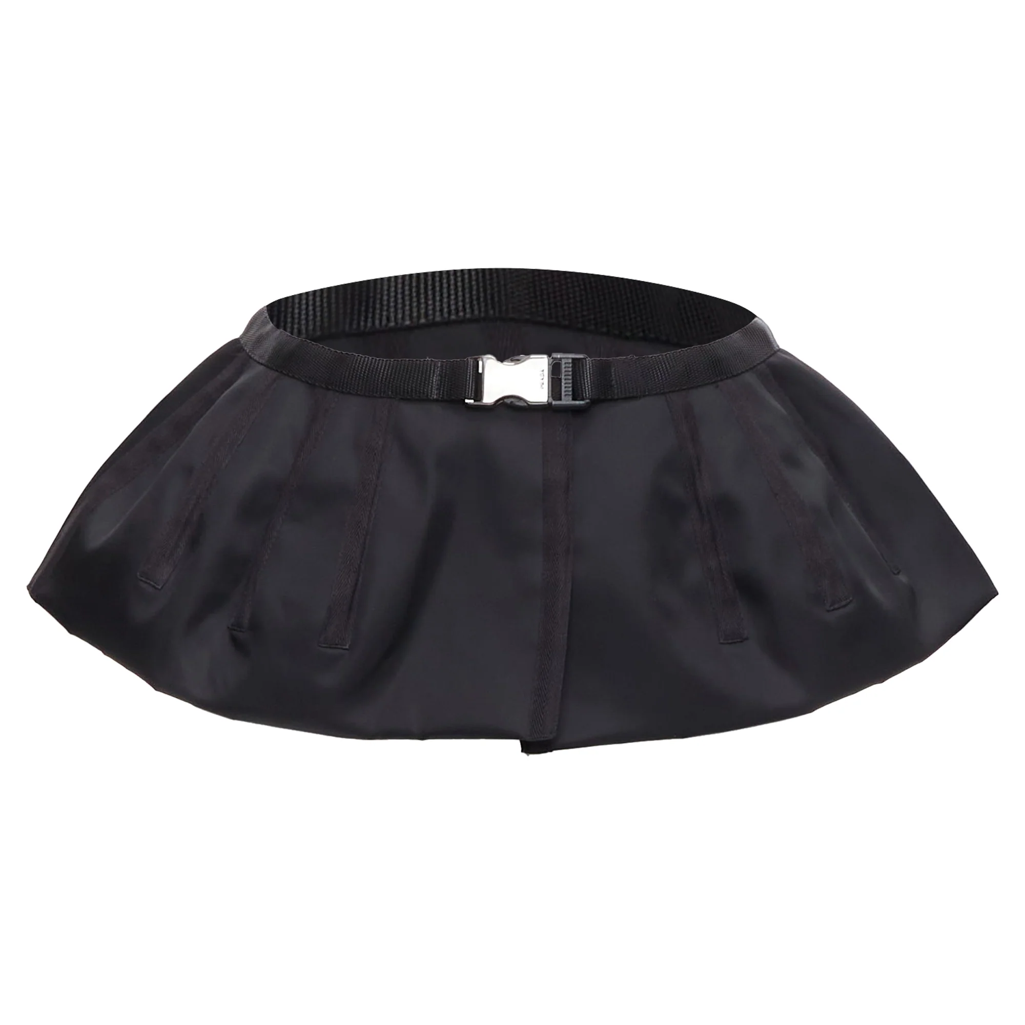 Prada Nylon Silver Logo Buckle Fabric Peplum Belt